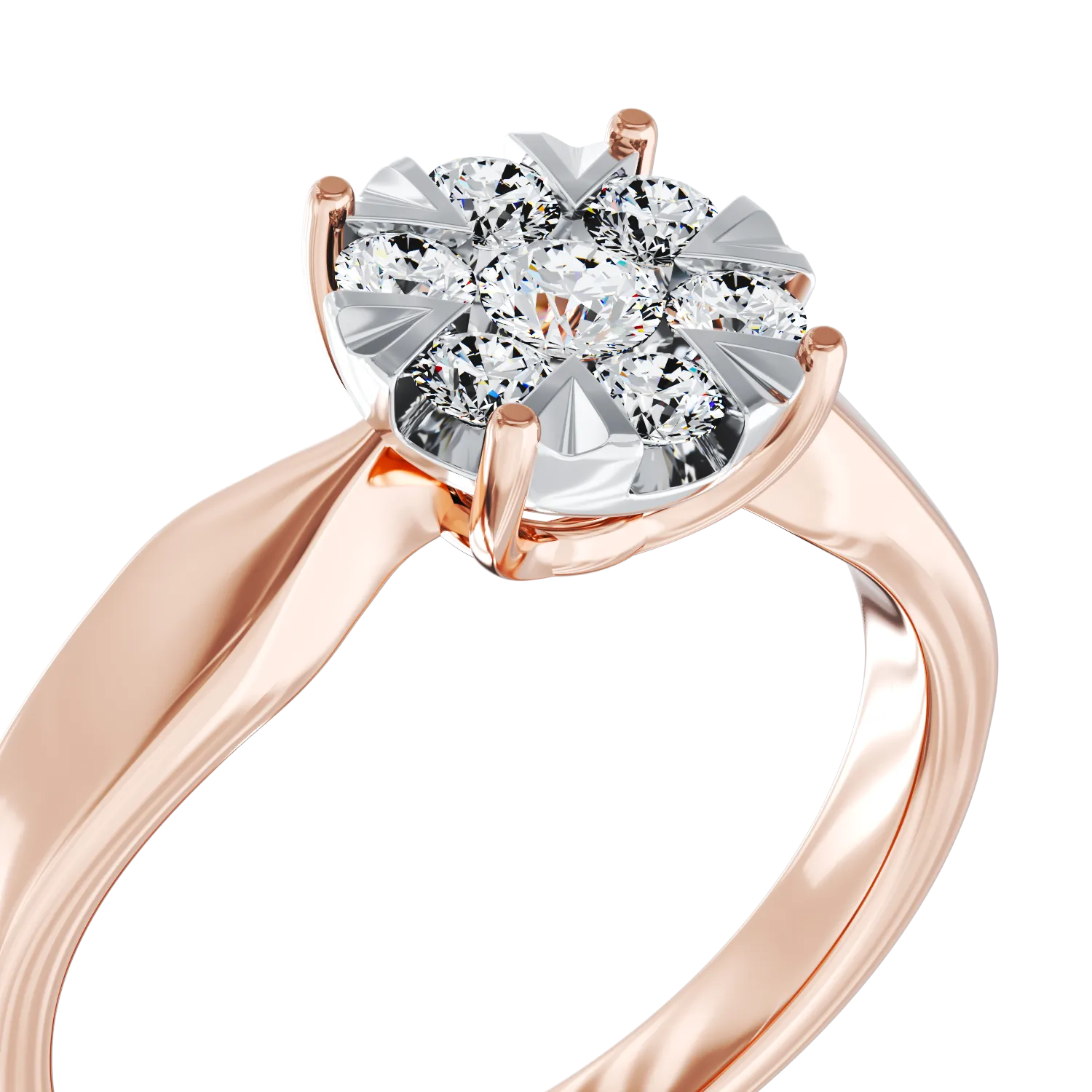 Годежен пръстен от розово злато 18K с диаманти 0.34ct
