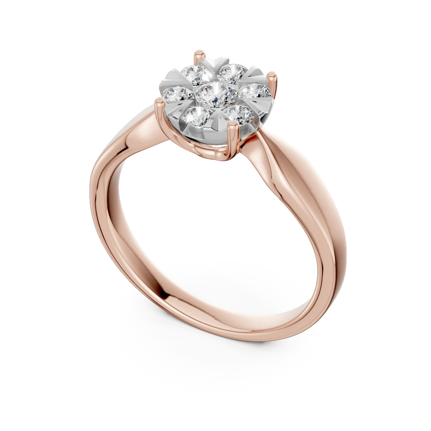 Inel de logodna din aur roz de 18K cu diamante de 0.34ct