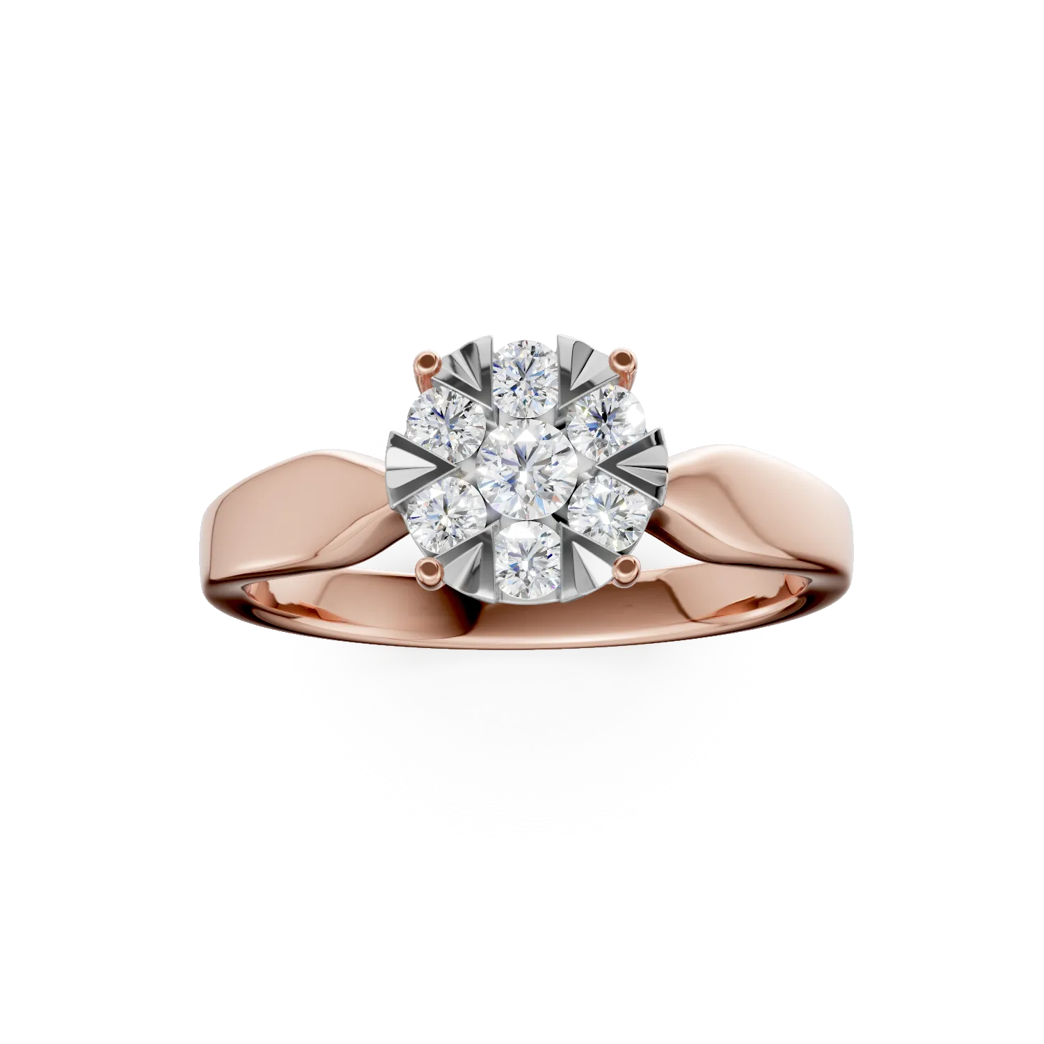Inel de logodna din aur roz de 18K cu diamante de 0.34ct