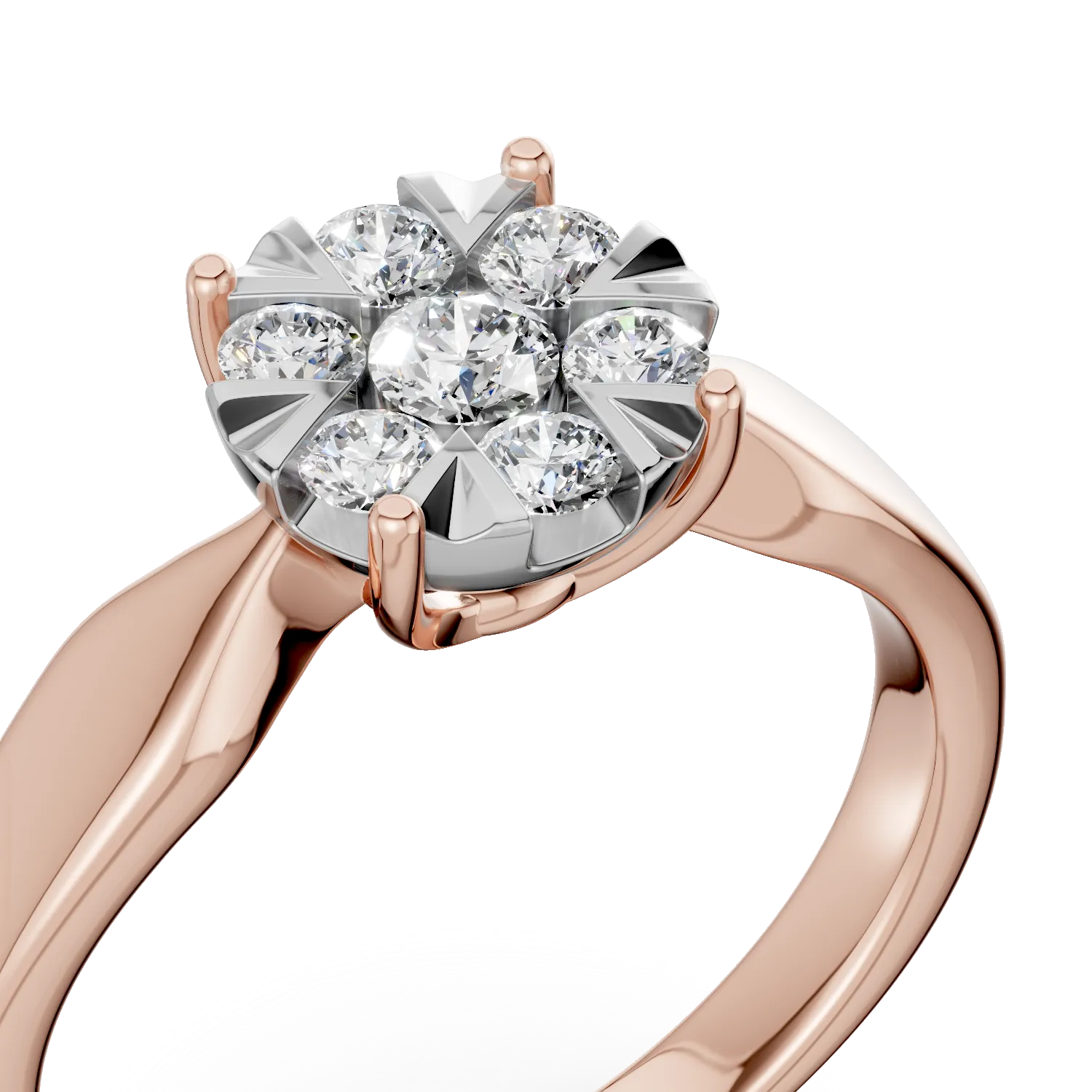 Inel de logodna din aur roz de 18K cu diamante de 0.34ct