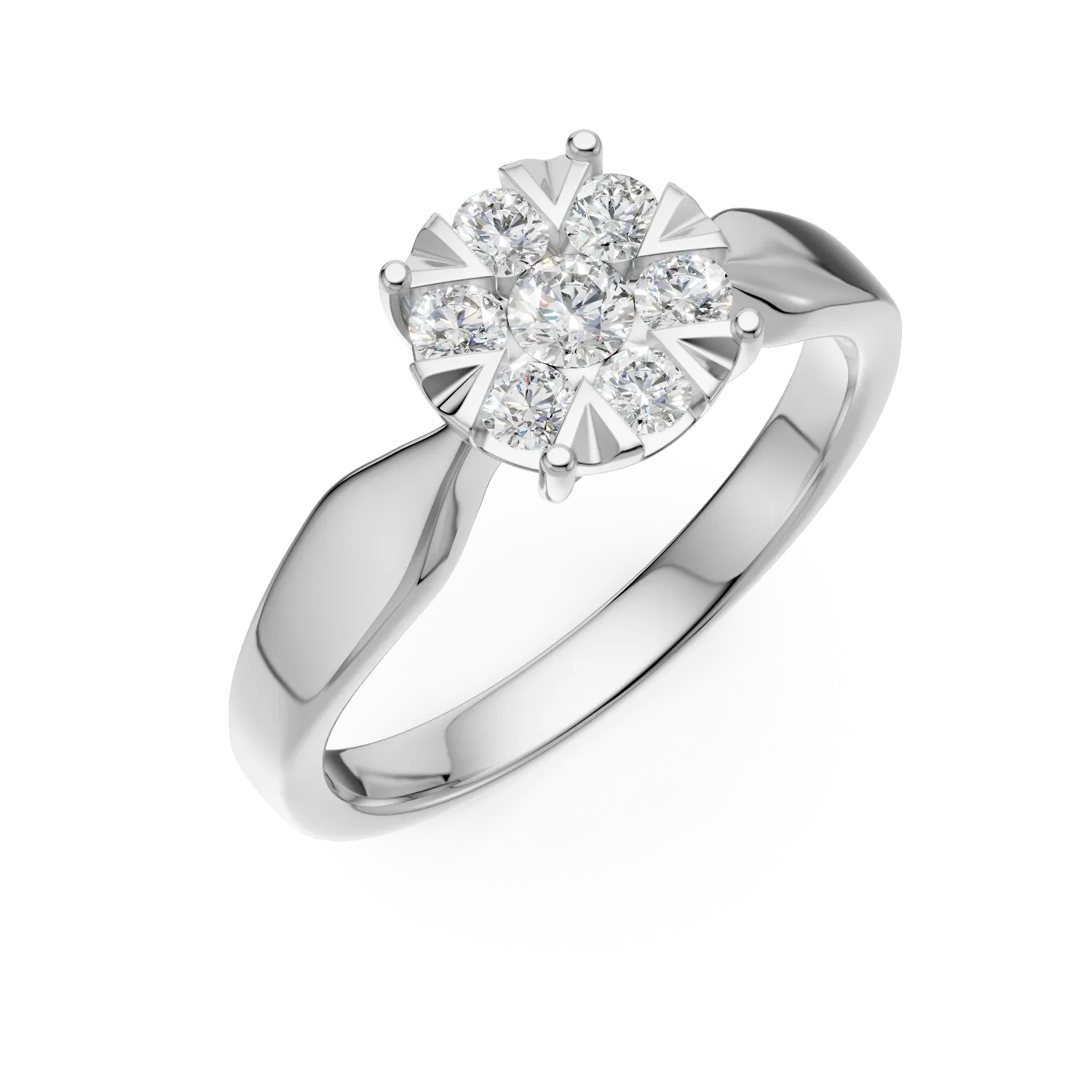Inel de logodna din aur alb de 18K cu diamante de 0.34ct