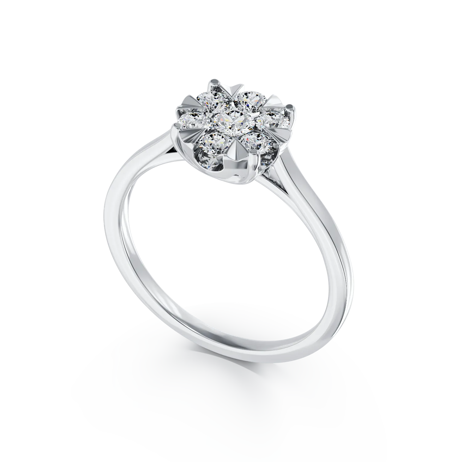 Inel de logodna din aur alb de 18K cu diamante de 0.2ct