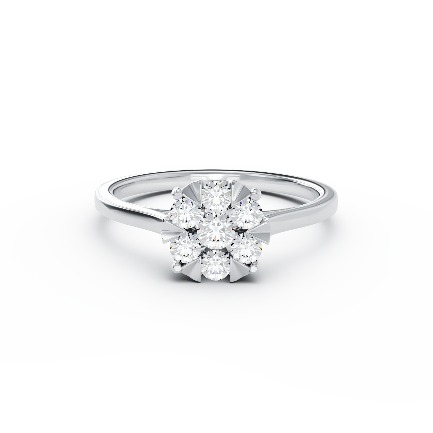 Inel de logodna din aur alb de 18K cu diamante de 0.2ct