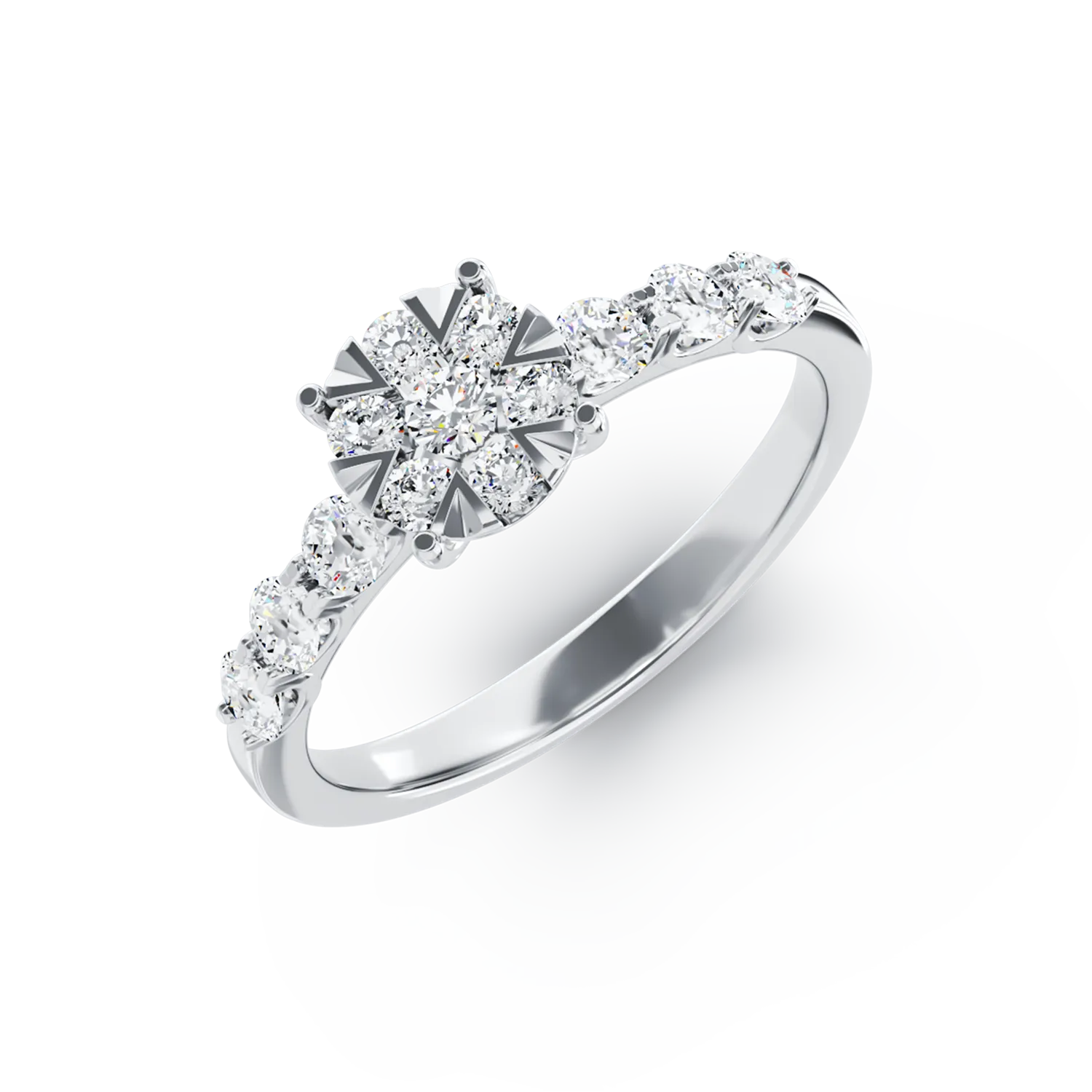 Inel de logodna din aur alb de 18K cu diamante de 0.84ct