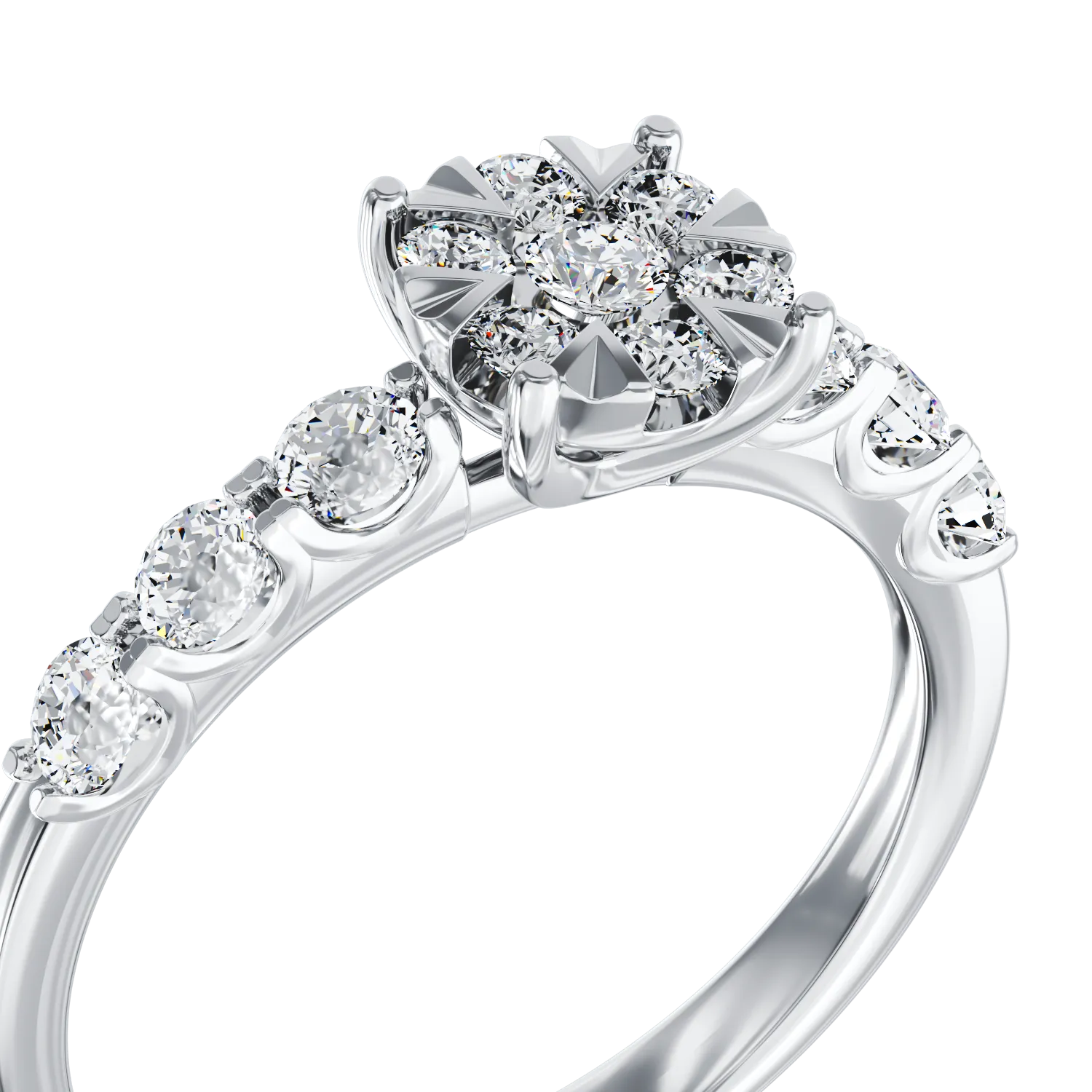 Годежен пръстен от бяло злато 18K с диаманти 0.84ct