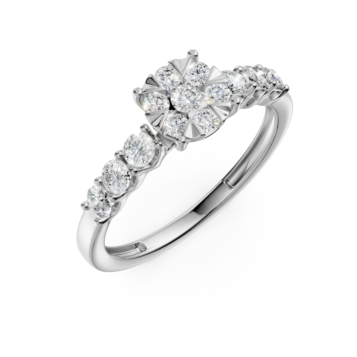 Teilor Inel de logodna din aur alb cu diamante de 0.8ct