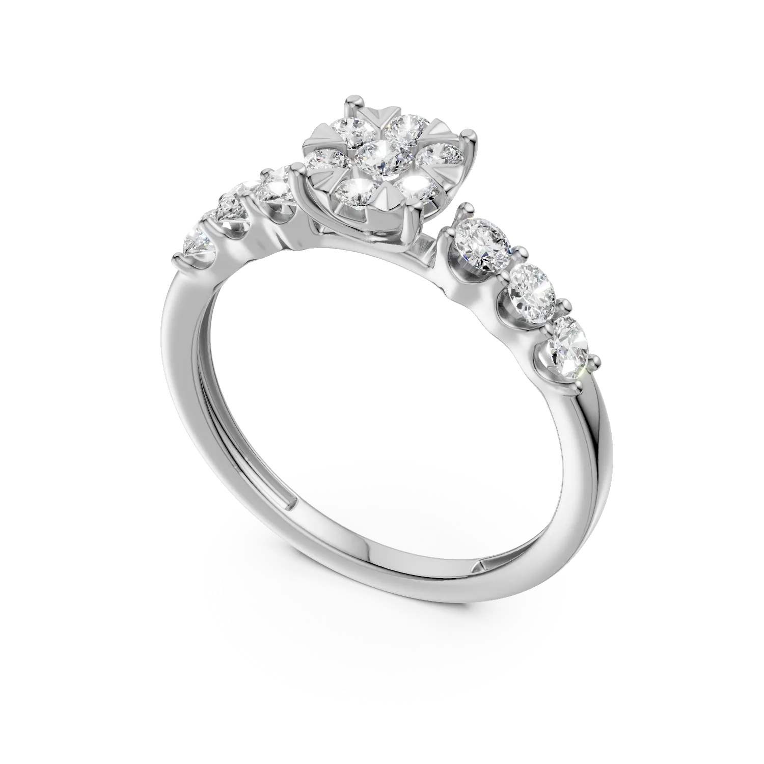 Inel de logodna din aur alb de 18K cu diamante de 0.84ct