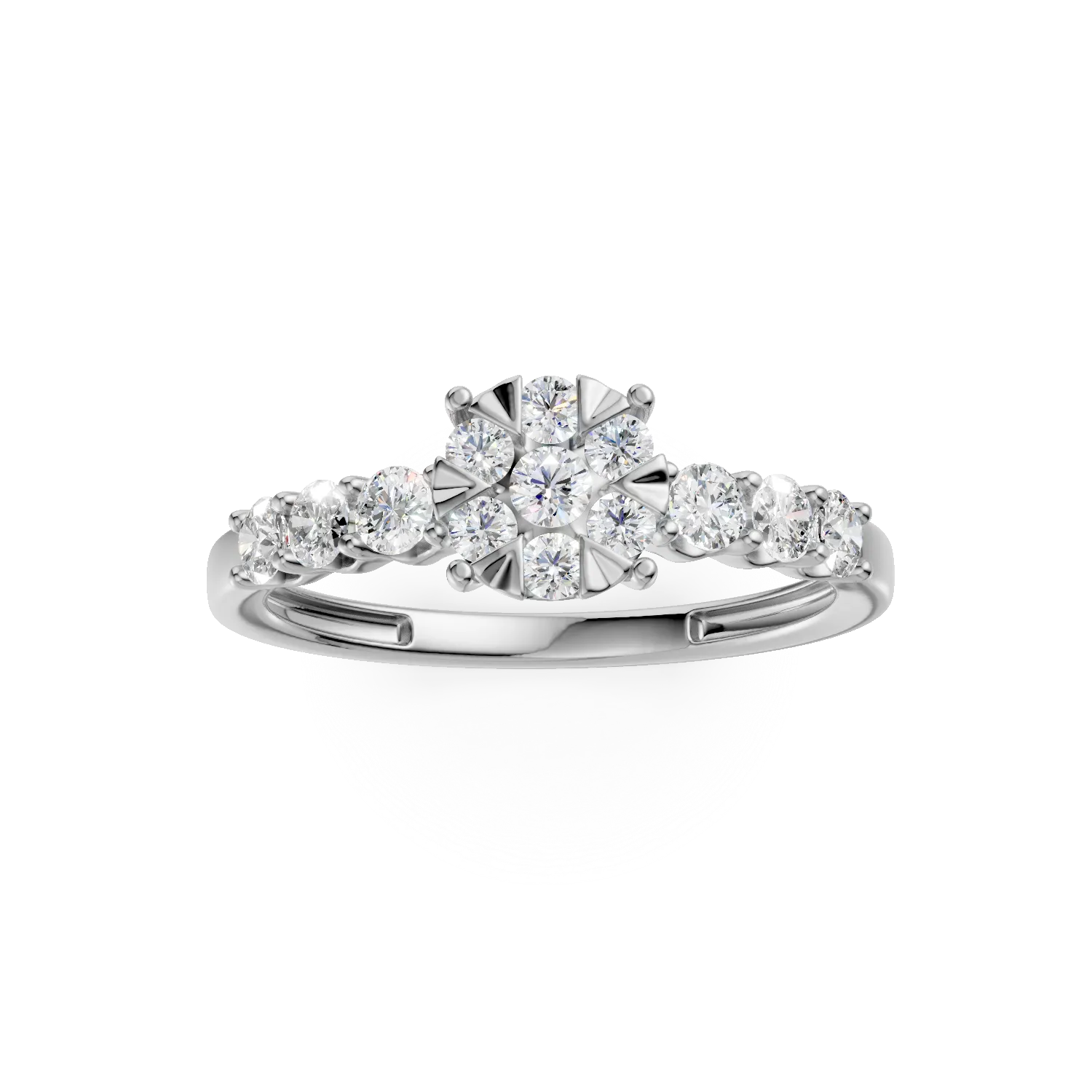 Inel de logodna din aur alb de 18K cu diamante de 0.84ct