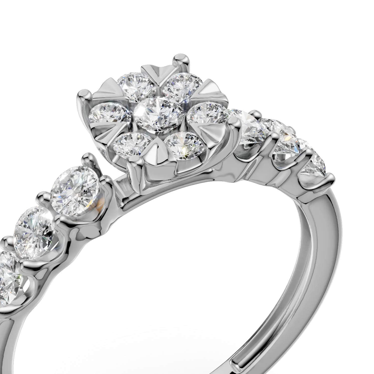Inel de logodna din aur alb de 18K cu diamante de 0.84ct