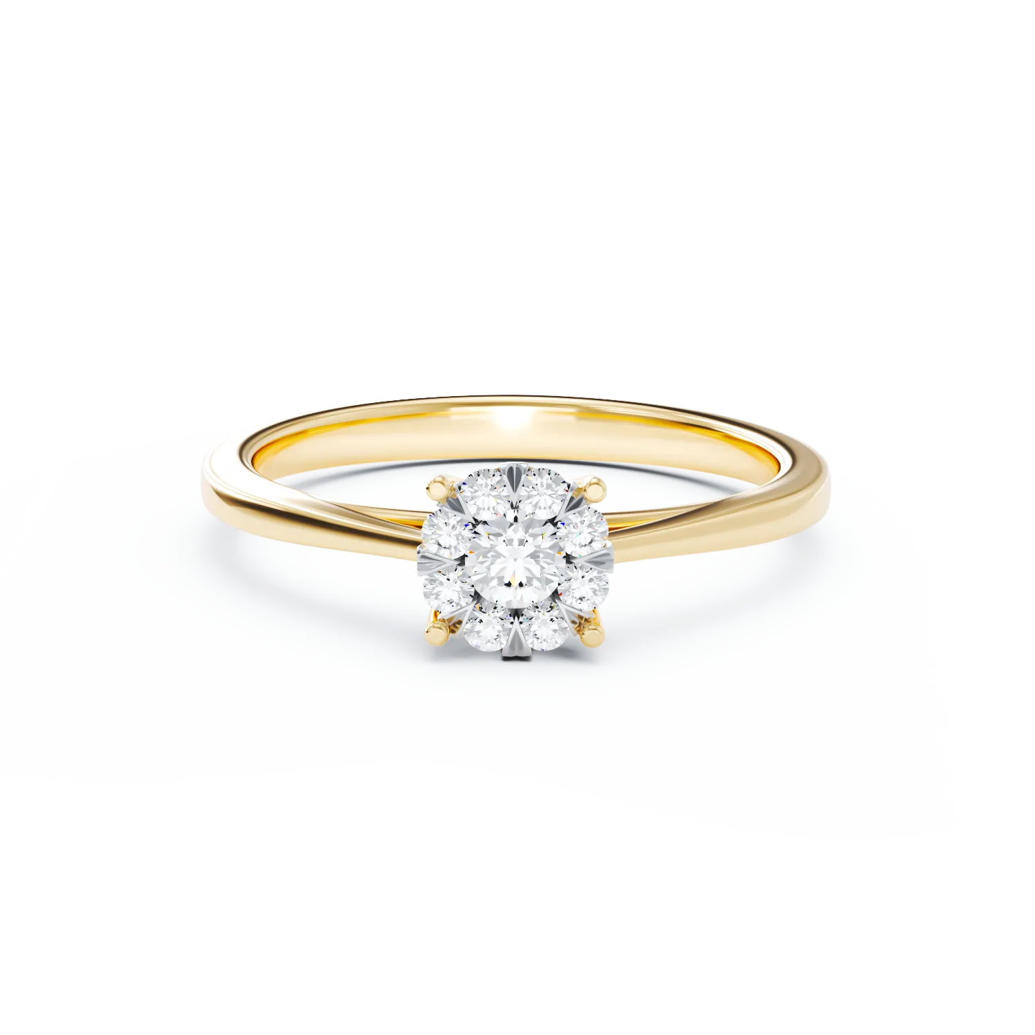 Eljegyzési gyűrű 18K-os sárga aranyból 7 darab 0,34ct gyémánttal