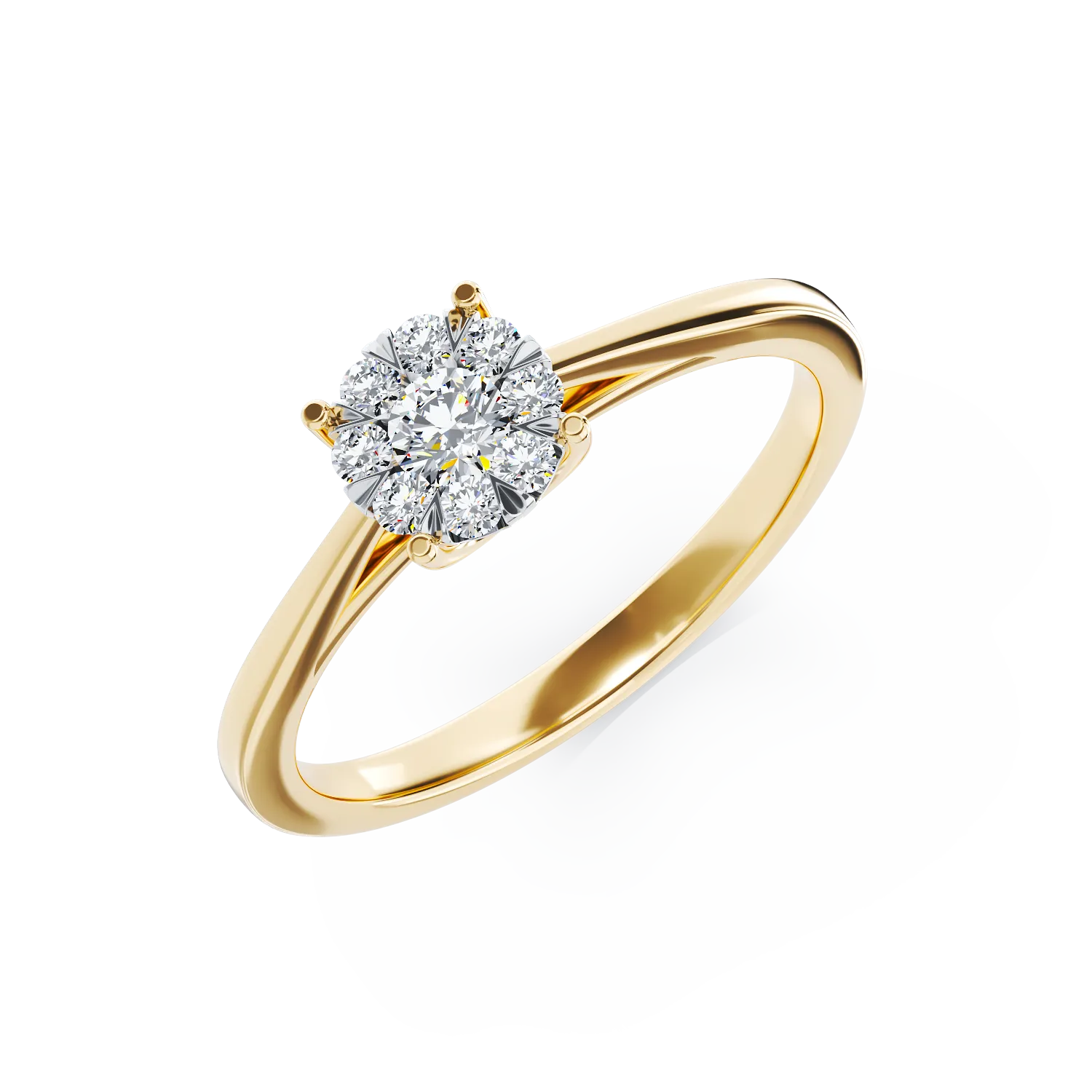 Inel de logodna din aur galben de 18K cu diamante de 0.34ct