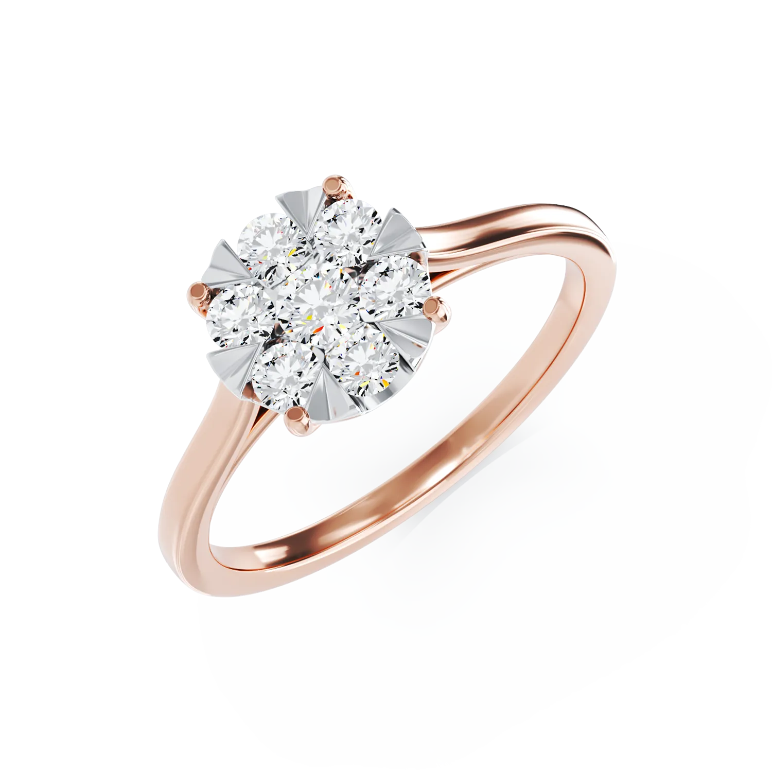 Inel de logodna din aur roz de 18K cu diamante de 0.34ct