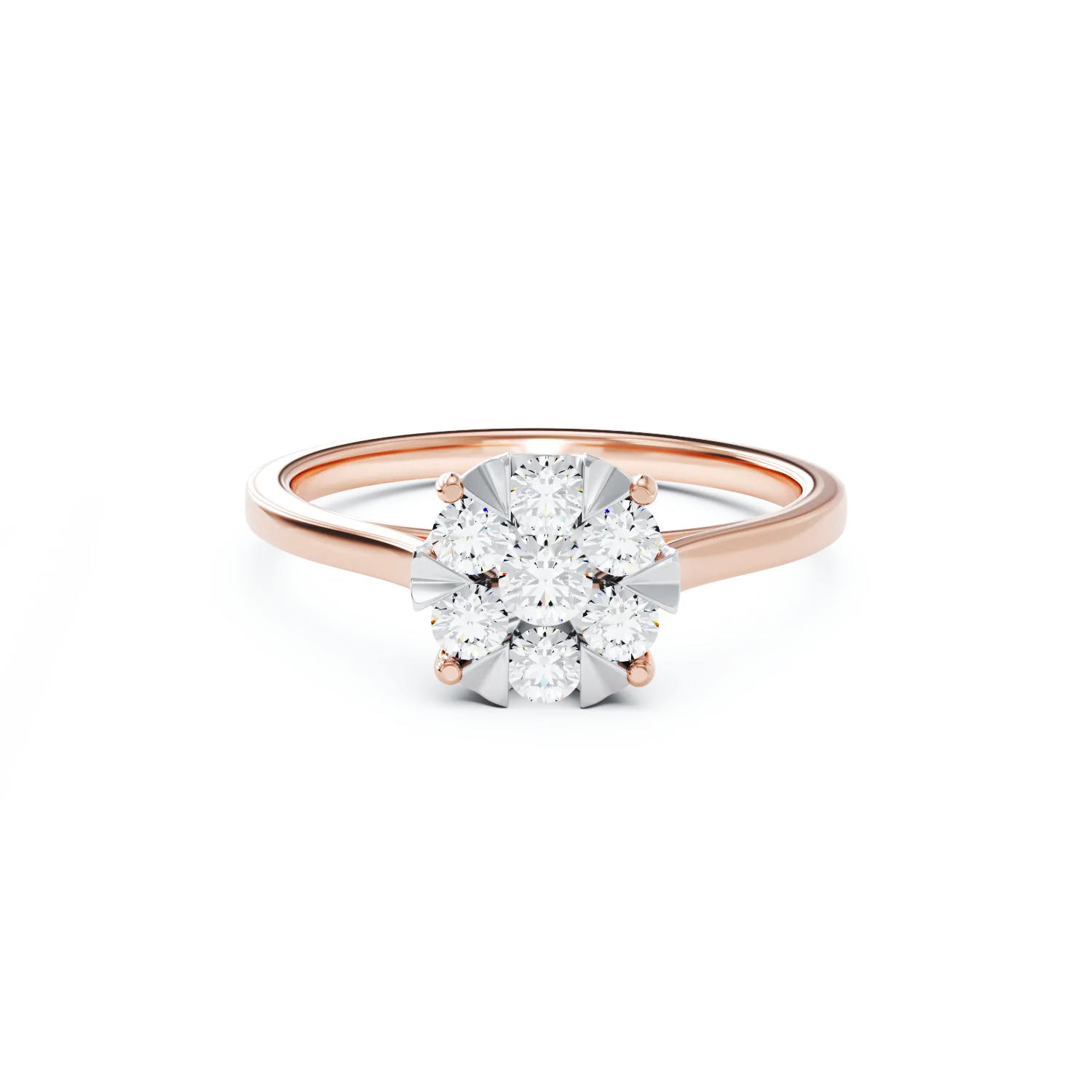 18K годежен пръстен от розово злато с диаманти от 0.34ct