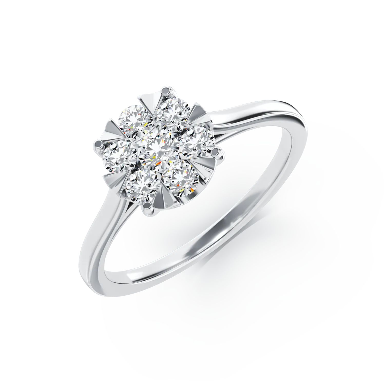18K бял златен годежен пръстен с диаманти от 0.34ct