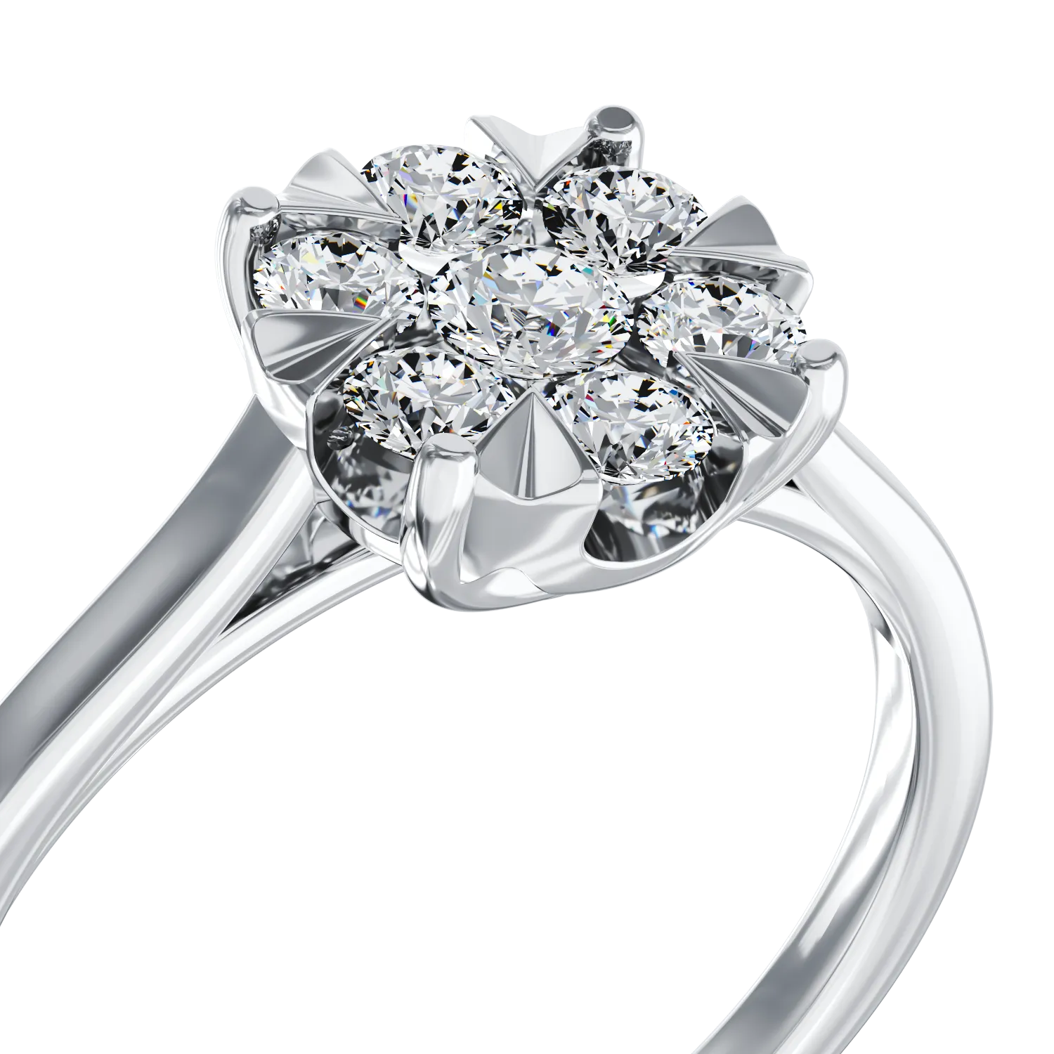 18K бял златен годежен пръстен с диаманти от 0.34ct