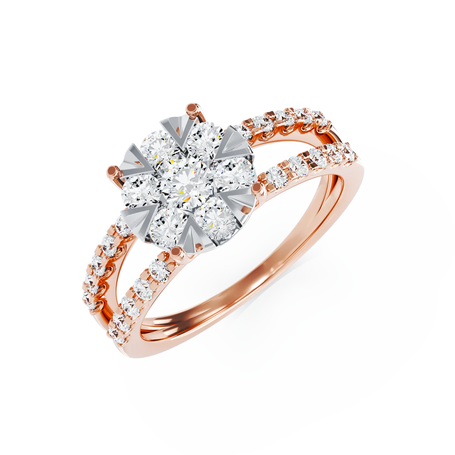 18K rose gold engagement ring with 1ct diamonds