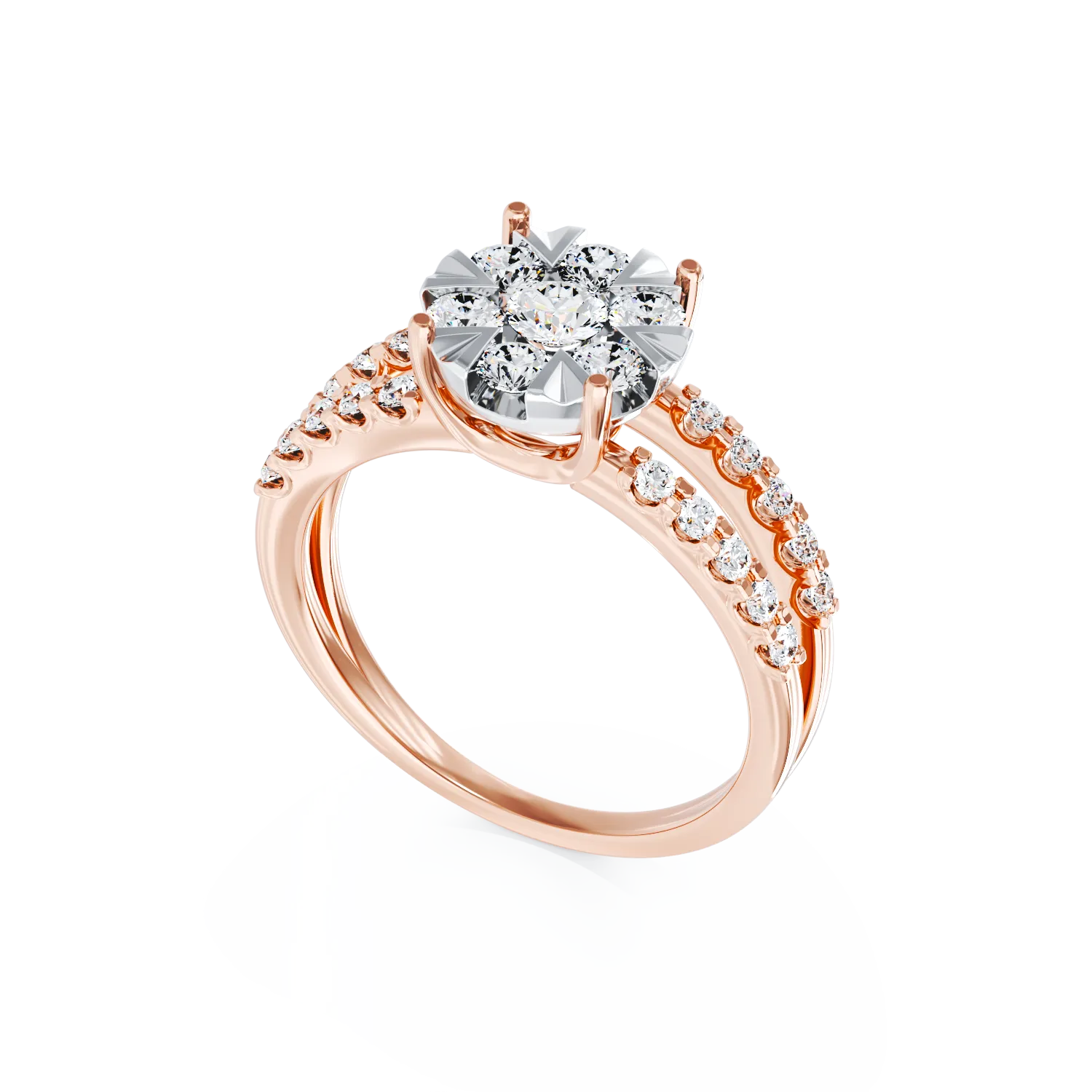 18K rose gold engagement ring with 1ct diamonds