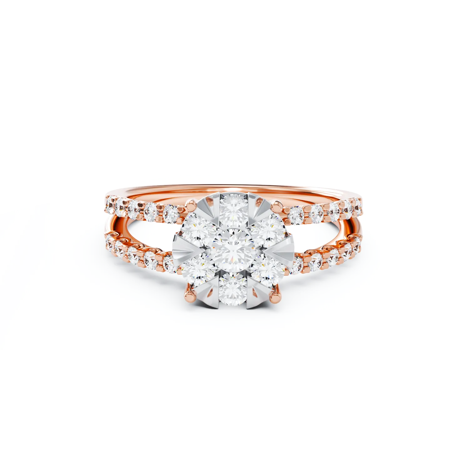 Годежен пръстен от 18K розово злато с 1ct диаманти