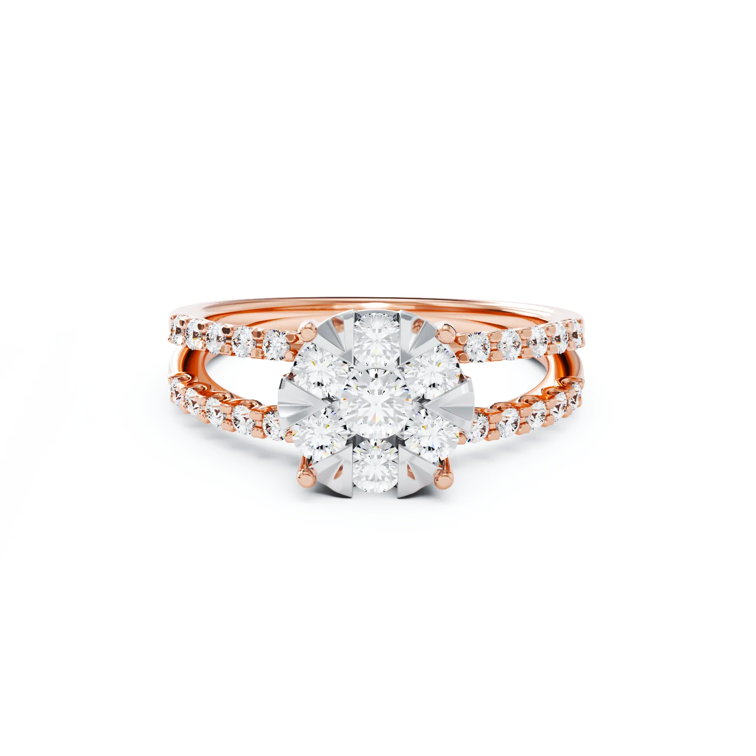 18K rose gold engagement ring with 1ct diamonds