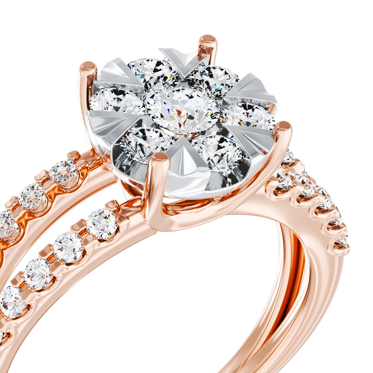 18K rose gold engagement ring with 1ct diamonds