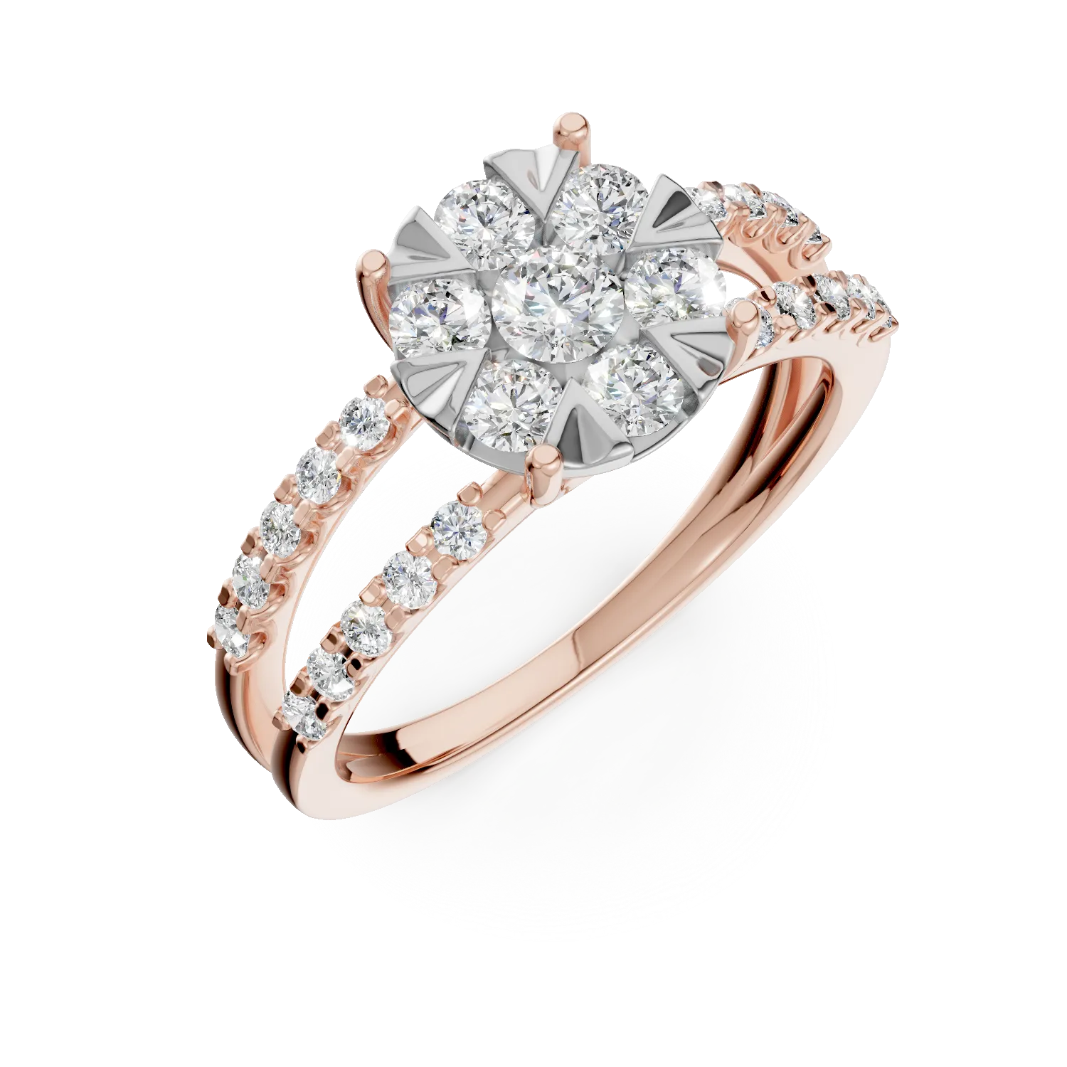 Inel de logodna din aur roz cu diamante de 1ct