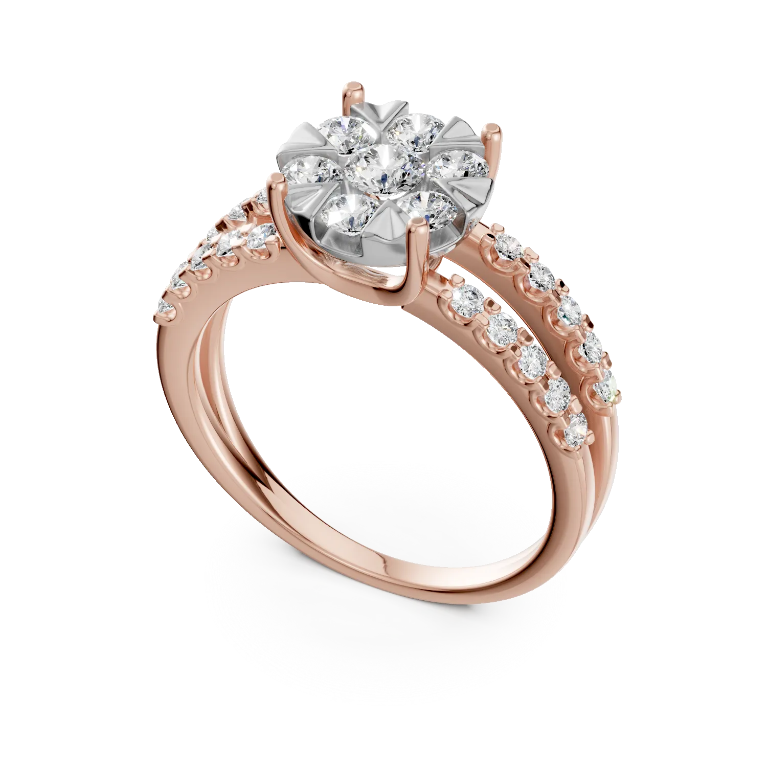 Inel de logodna din aur roz de 18K cu diamante de 1ct