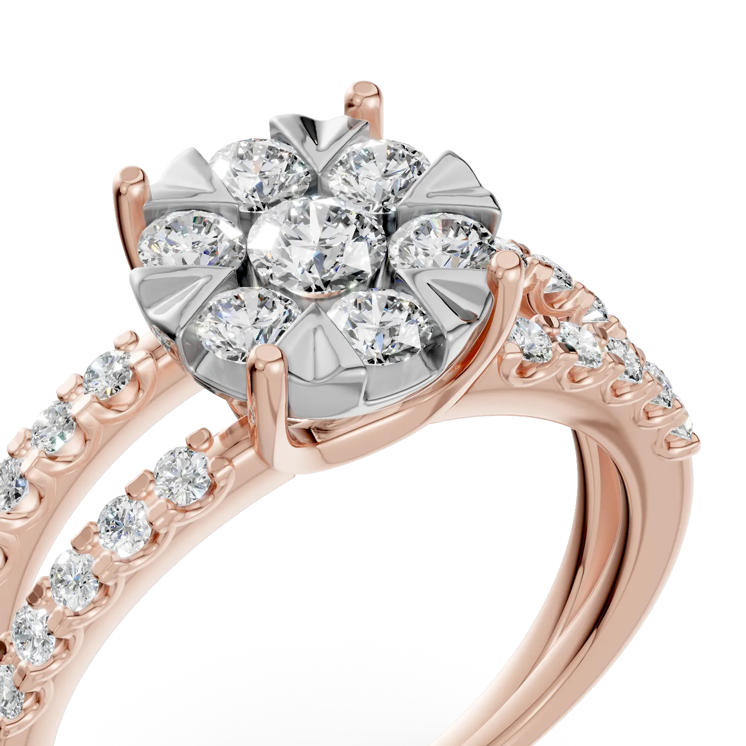 Inel de logodna din aur roz de 18K cu diamante de 1ct