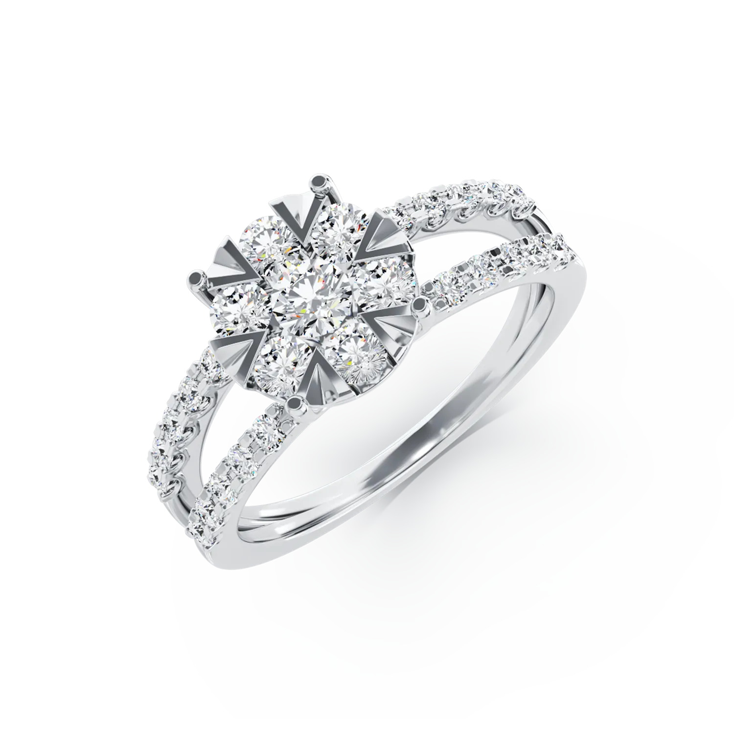 Pierścionek zaręczynowy z białego złota z 1ct diamentami