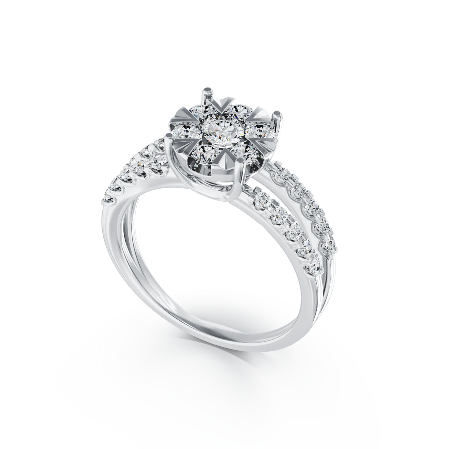 Годежен пръстен от бяло злато с 1кt диаманти