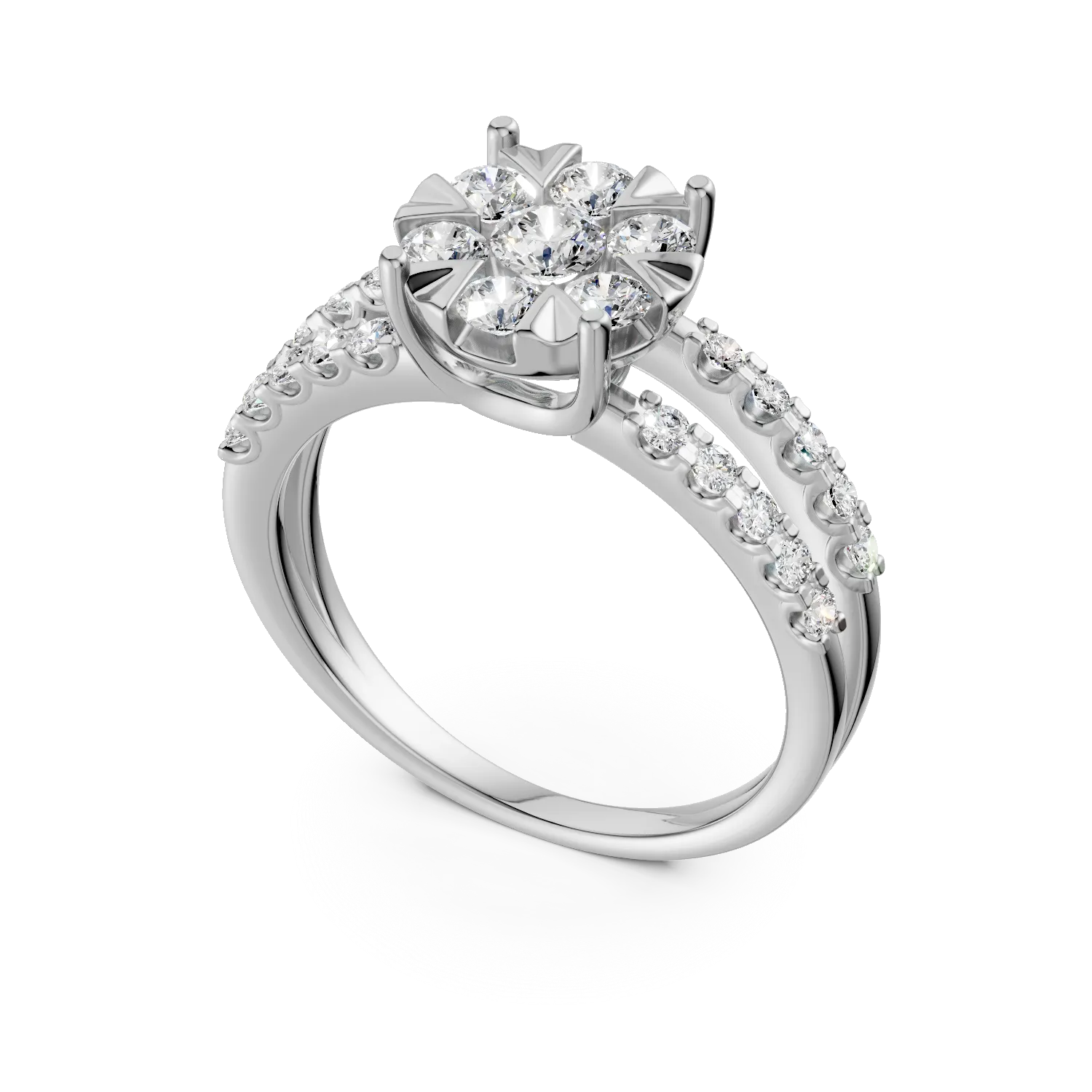 Inel de logodna din aur alb cu diamante de 1ct