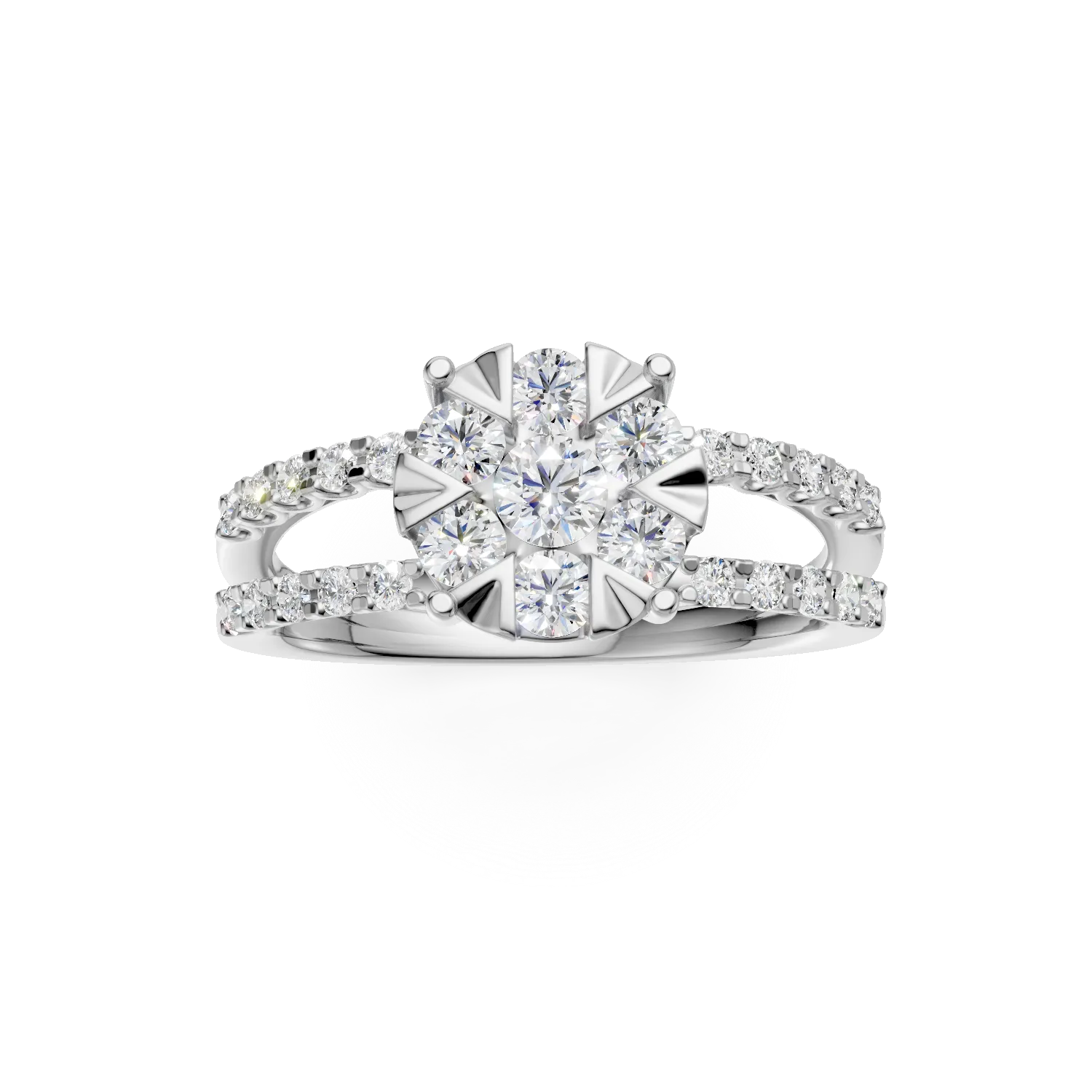 Inel de logodna din aur alb cu diamante de 1ct