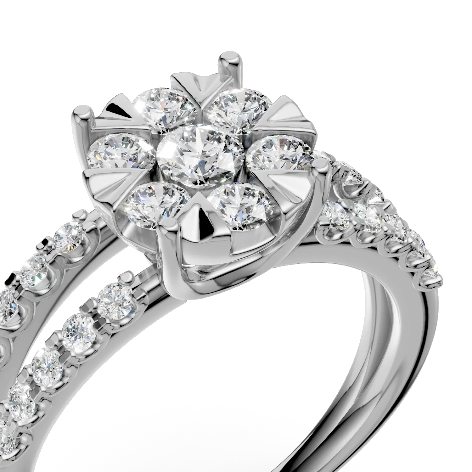 Inel de logodna din aur alb cu diamante de 1ct