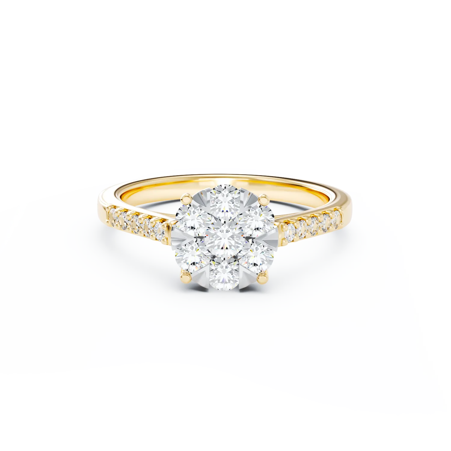 Sárga arany eljegyzési gyűrű 0.5ct gyémántokkal
