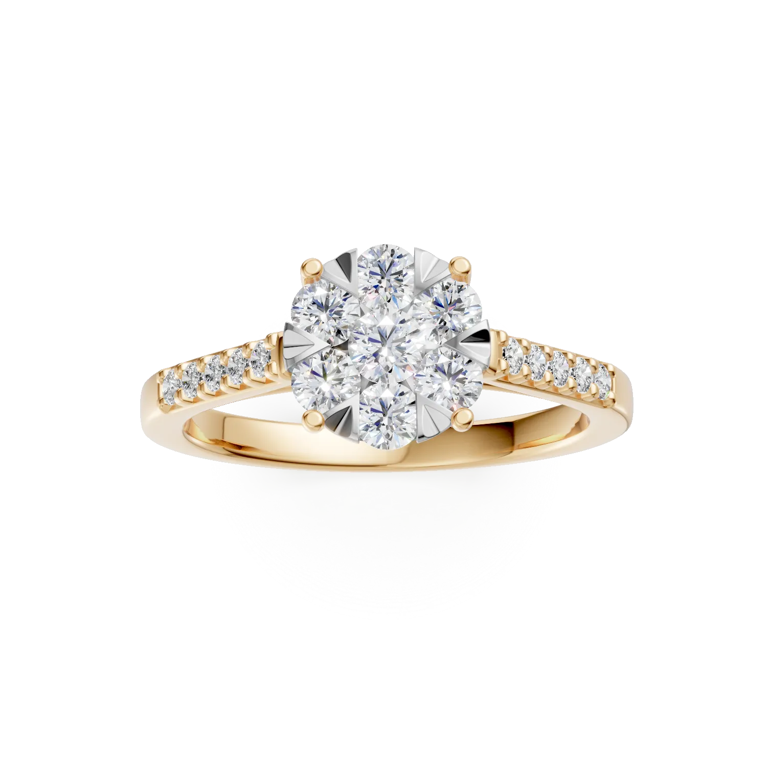 Pierścionek zaręczynowy z żółtego złota z diamentami o masie 0.5ct