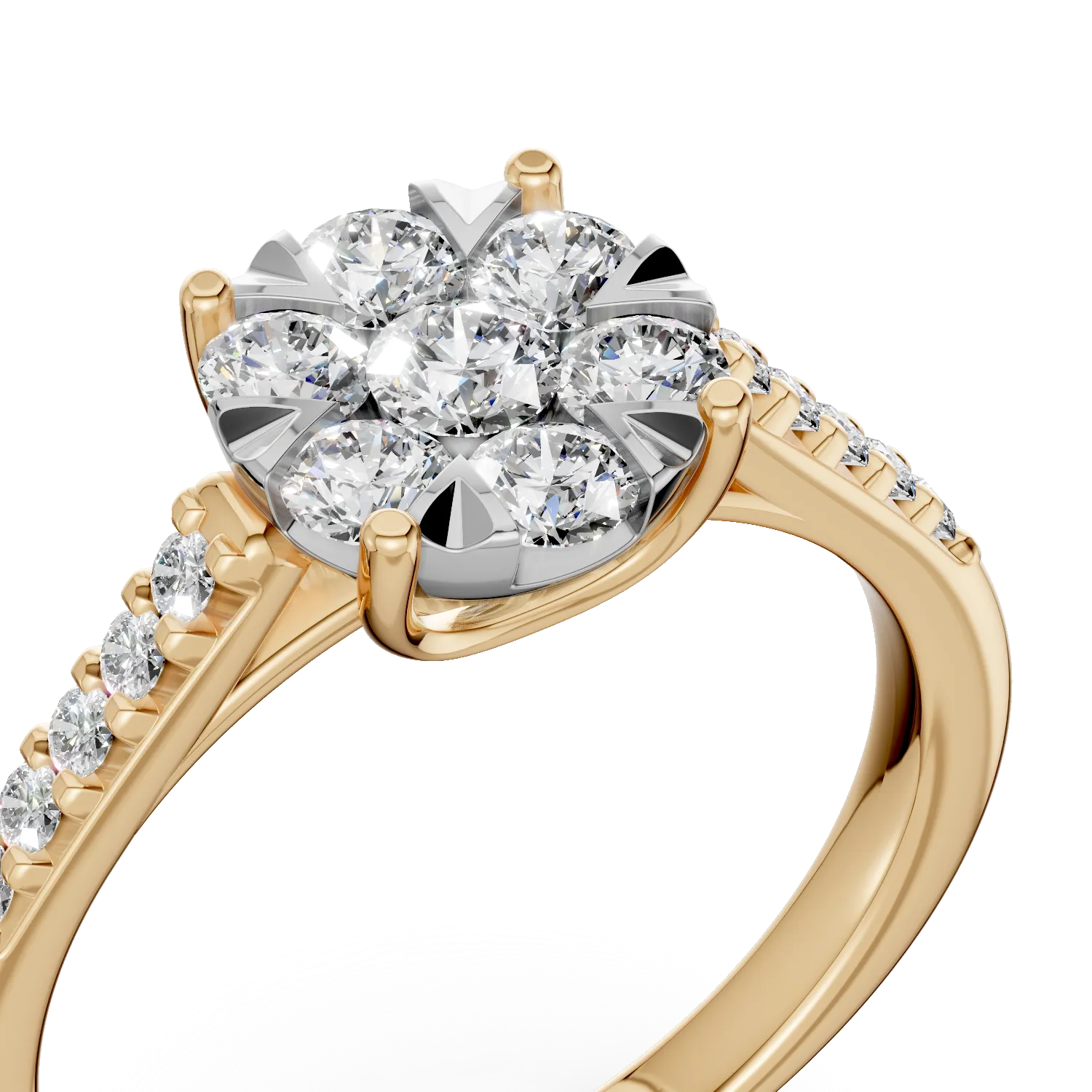 Pierścionek zaręczynowy z żółtego złota z diamentami o masie 0.5ct