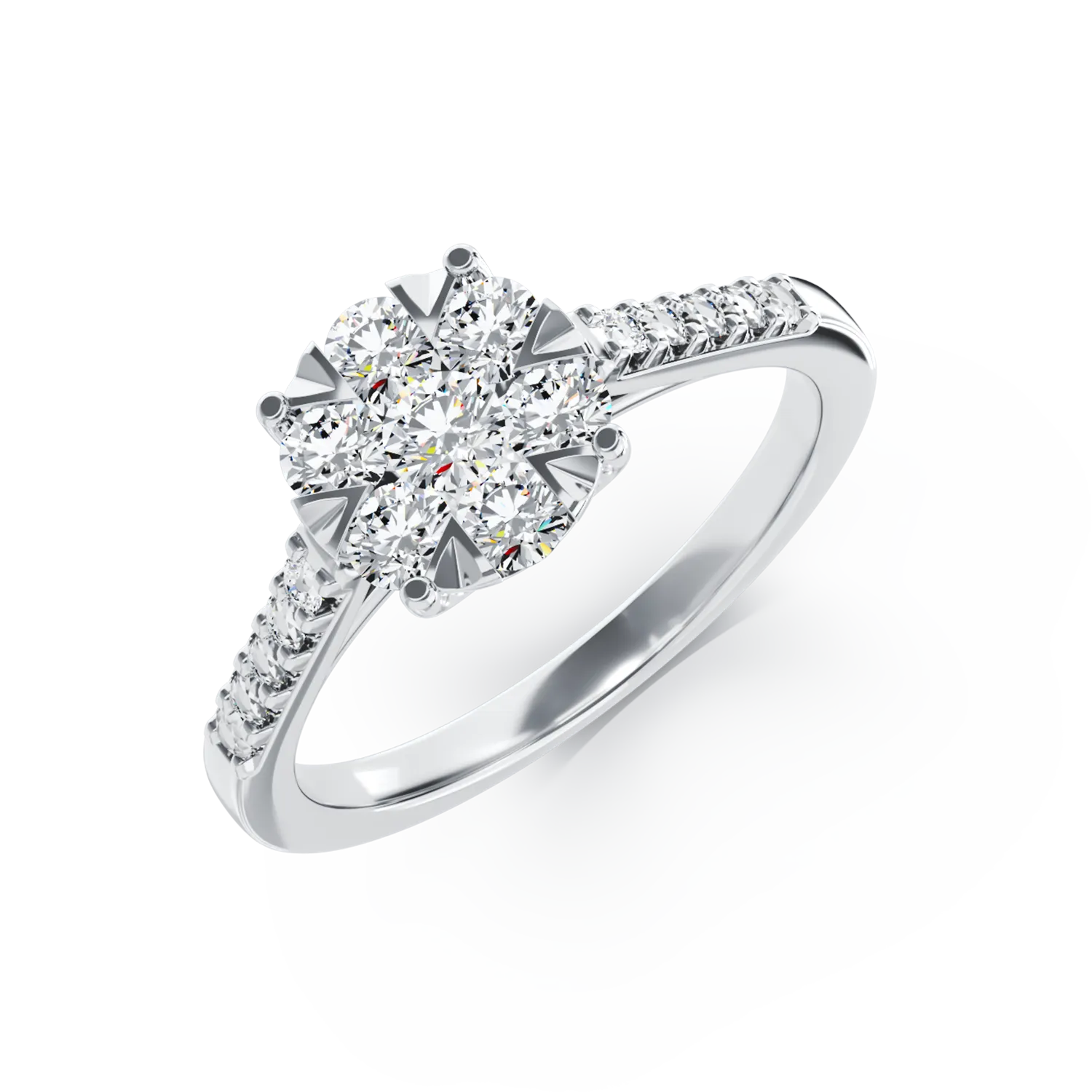 Eljegyzési gyűrű 18K-os fehér aranyból 17 darab 0.5ct gyémánttal