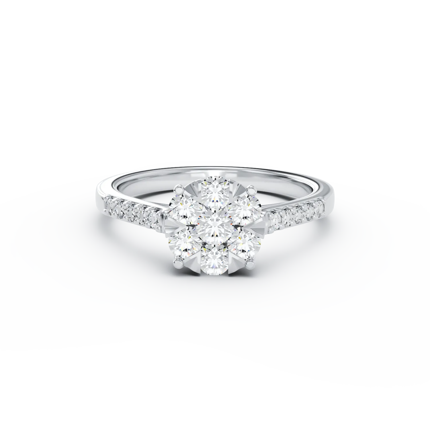Inel de logodna din aur alb de 18K cu diamante de 0.5ct