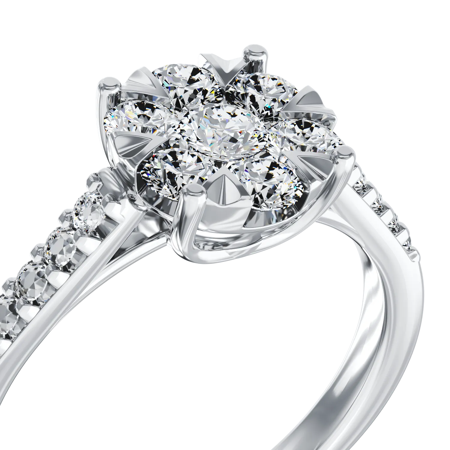 Eljegyzési gyűrű 18K-os fehér aranyból 17 darab 0.5ct gyémánttal
