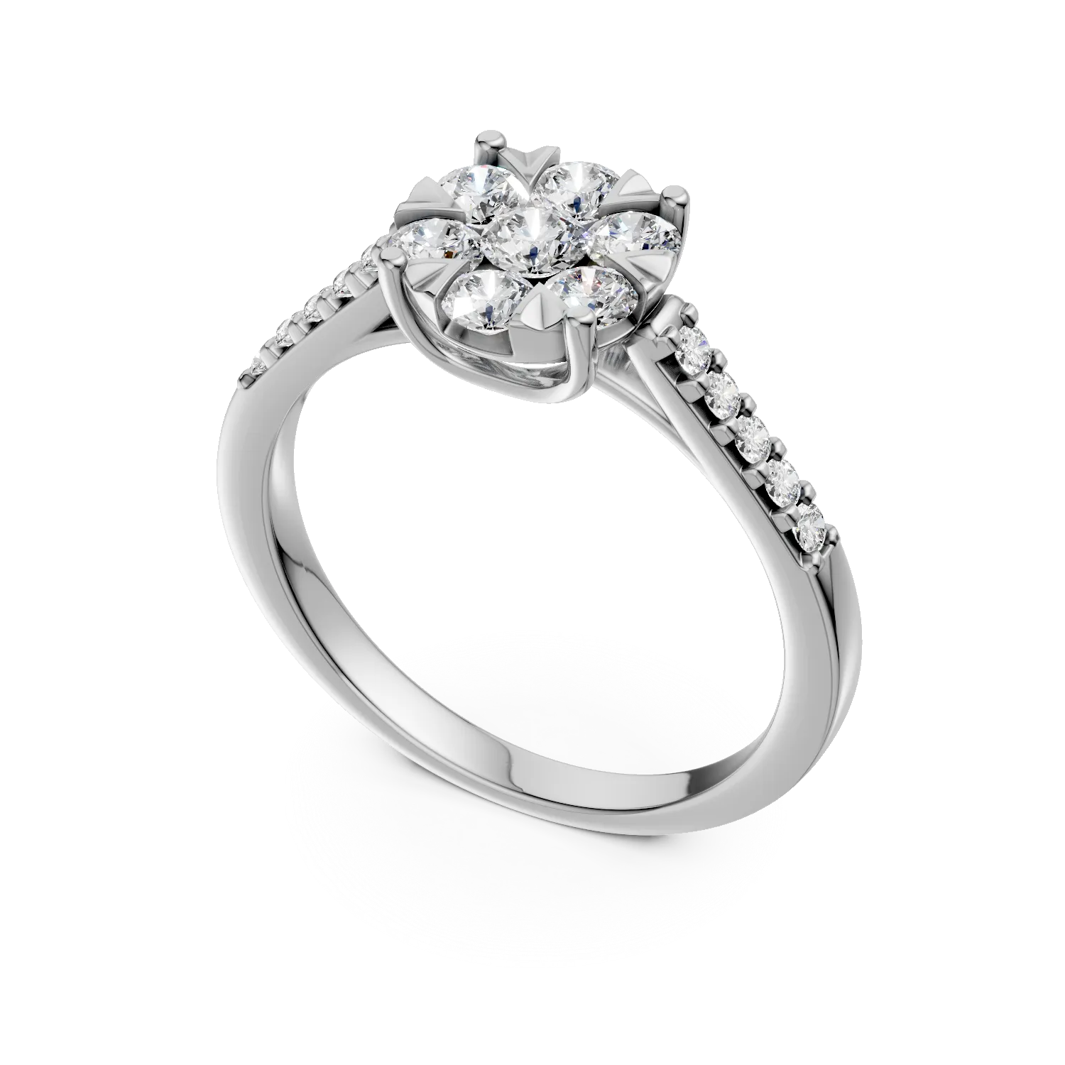 Eljegyzési gyűrű 18K-os fehér aranyból 17 darab 0,5ct gyémánttal