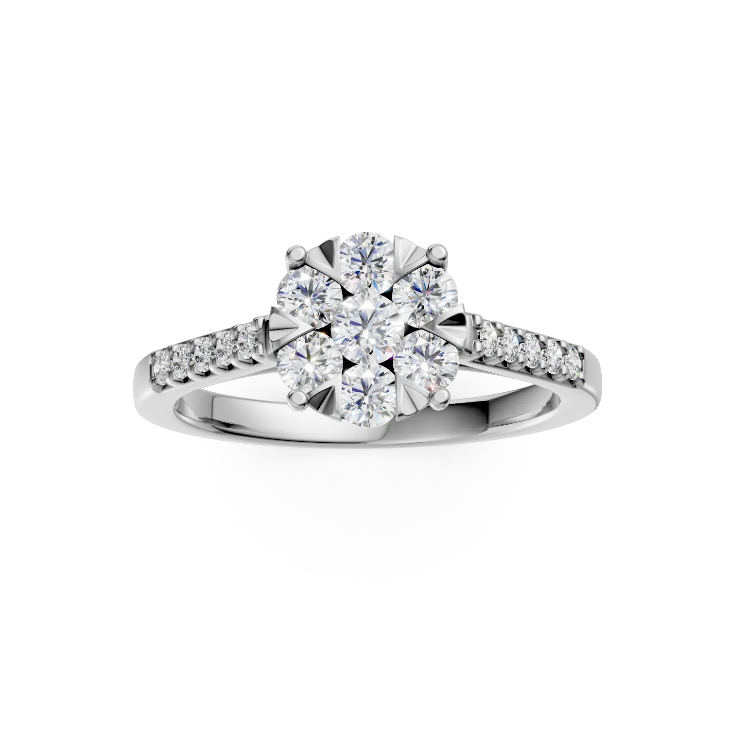 Eljegyzési gyűrű 18K-os fehér aranyból 17 darab 0,5ct gyémánttal