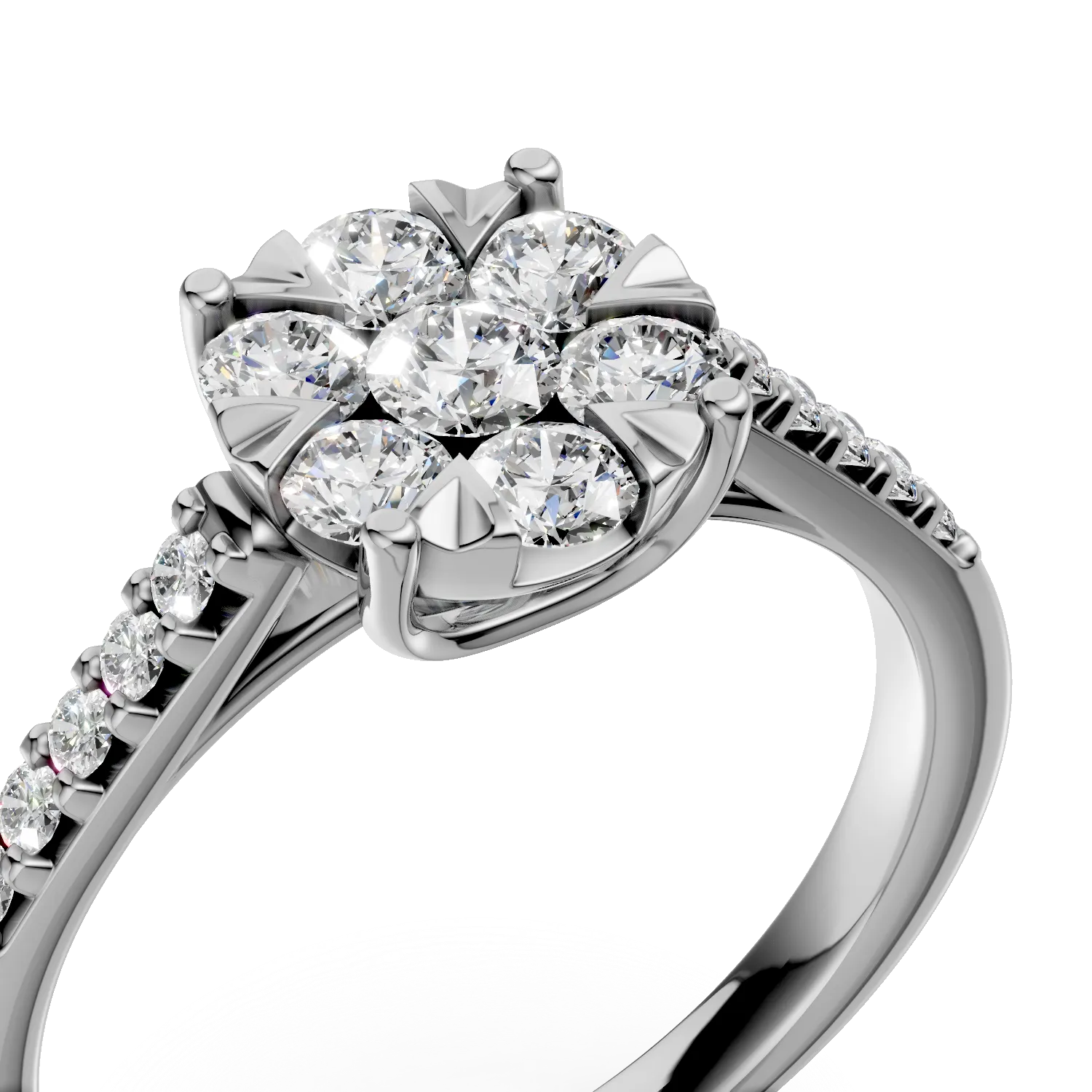 Eljegyzési gyűrű 18K-os fehér aranyból 17 darab 0,5ct gyémánttal