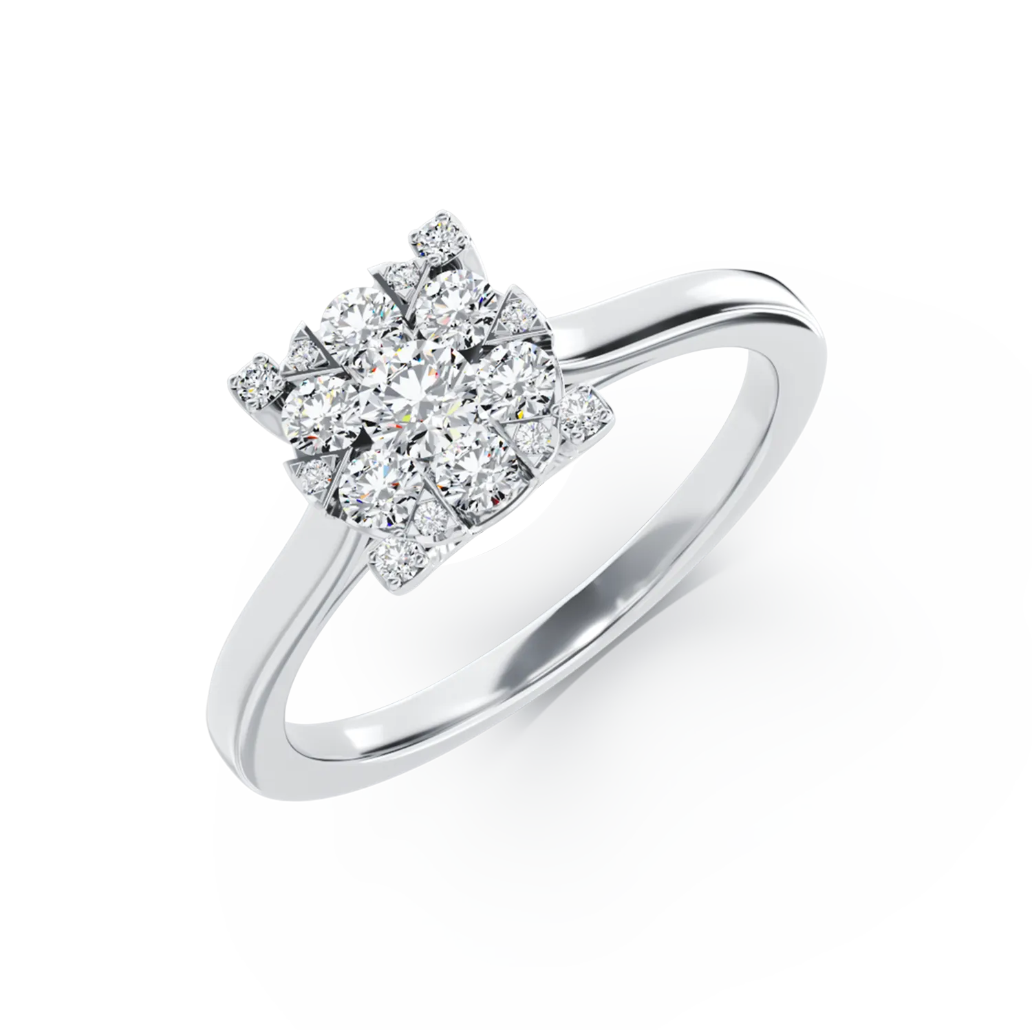 18K fehérarany eljegyzési gyűrű 17 db 0.34 karátos gyémánttal