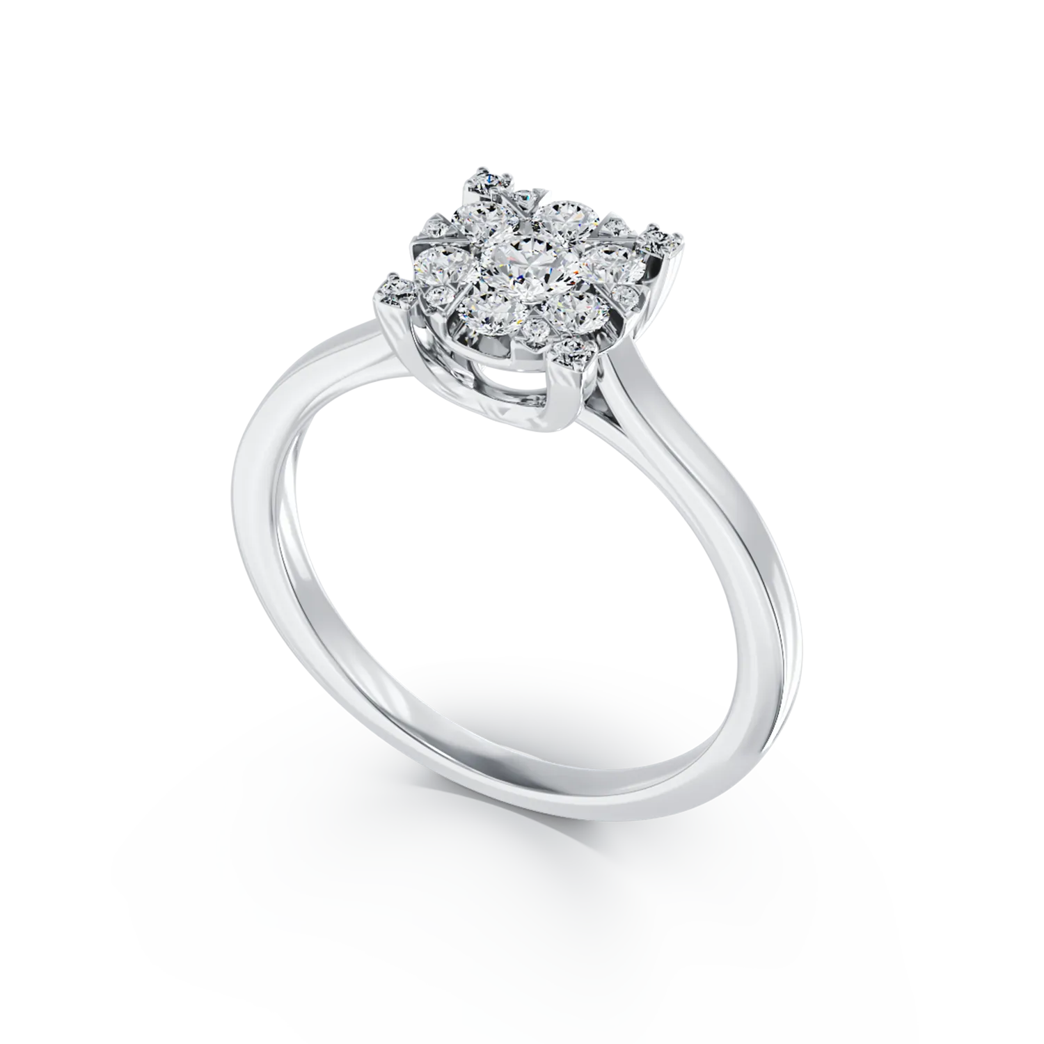 18K fehérarany eljegyzési gyűrű 17 db 0.34 karátos gyémánttal