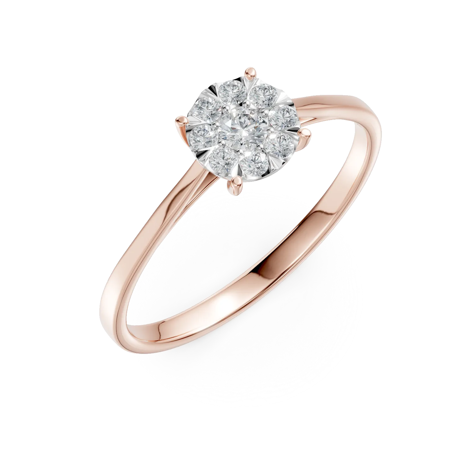 Teilor Inel de logodna din aur roz cu diamante de 0.2ct