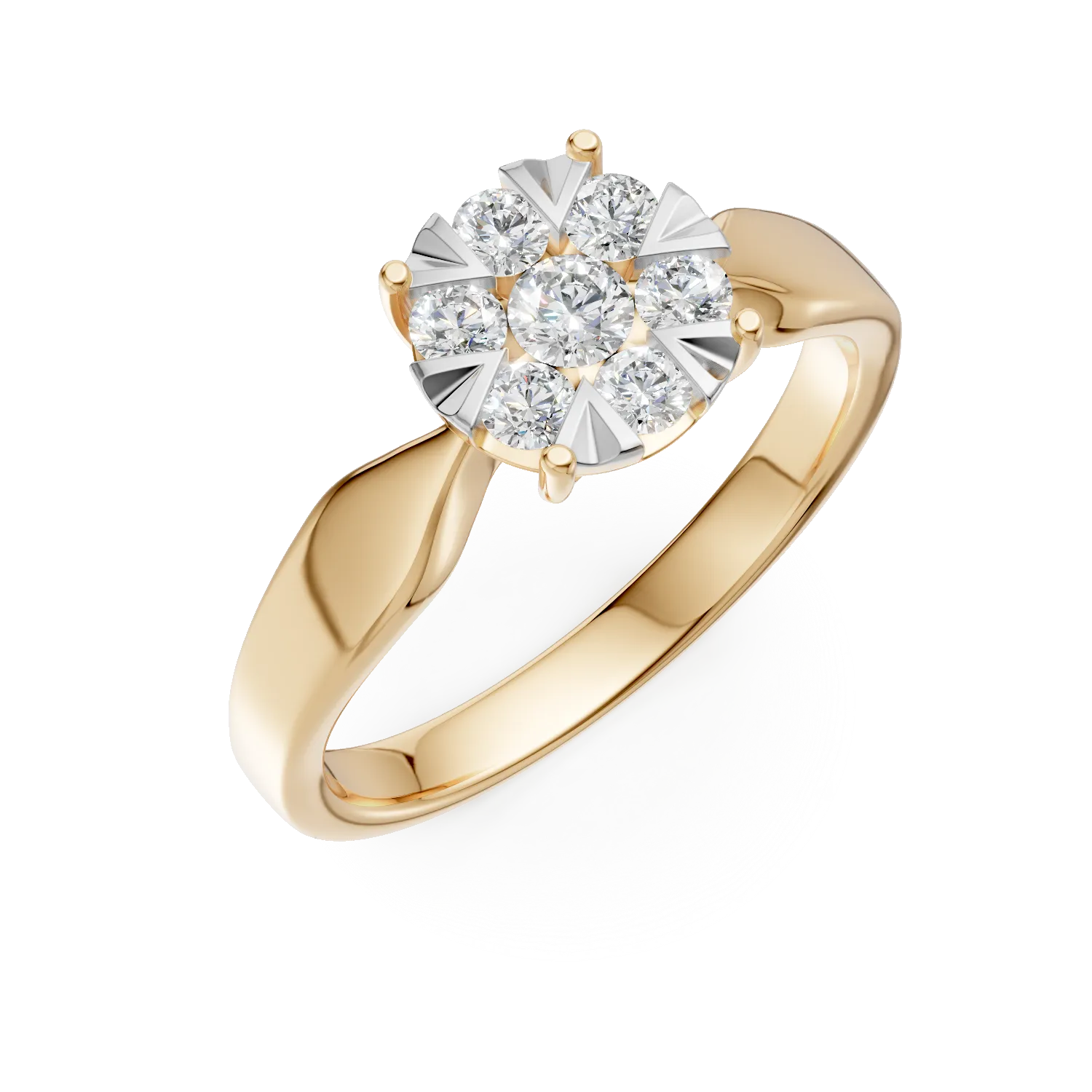 Inel de logodna din aur galben de 18K cu diamante de 0.34ct