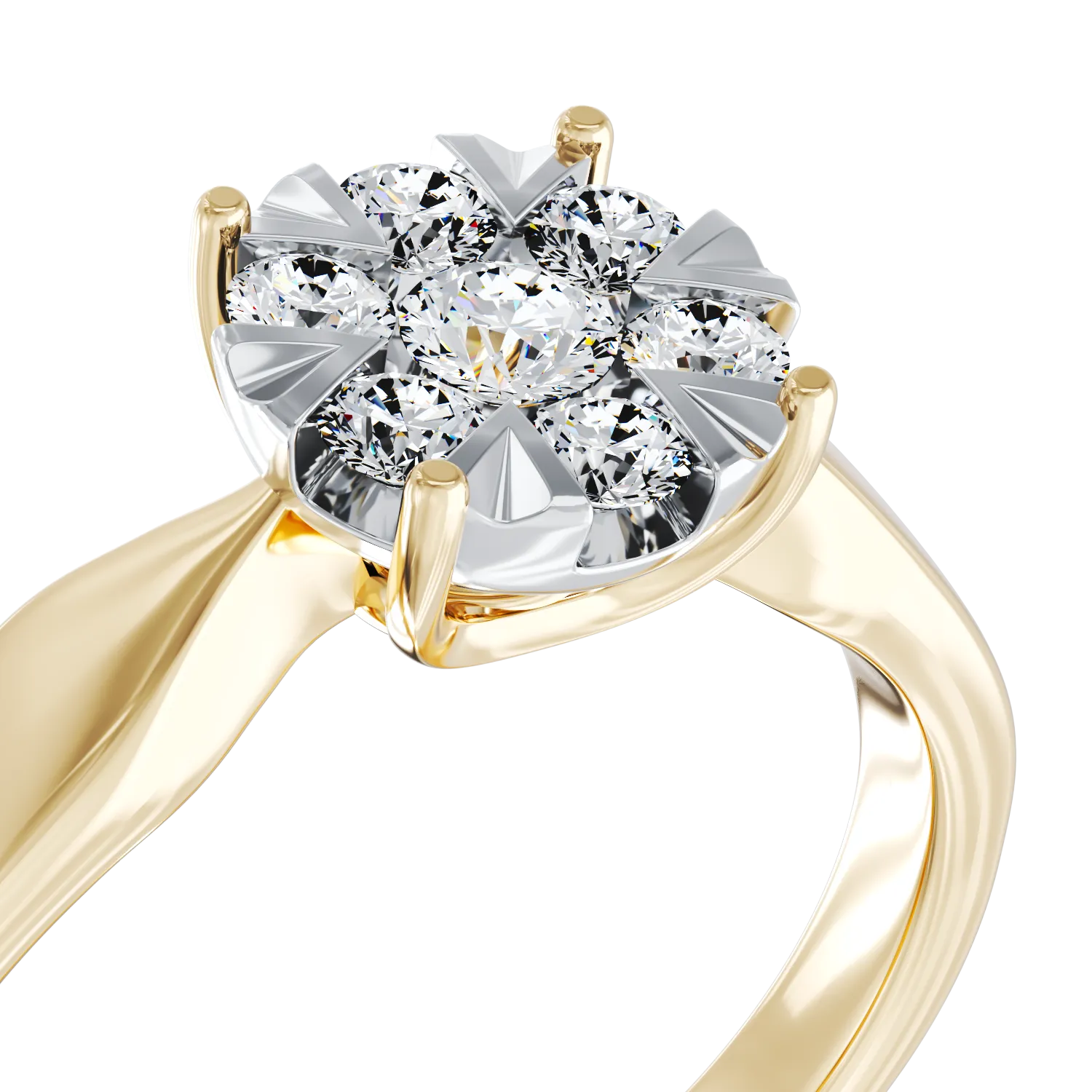 18K yellow gold engagement ring with 0.34ct diamonds