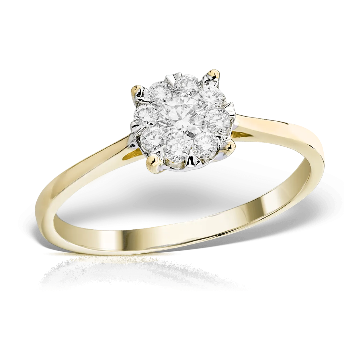 18K yellow gold engagement ring with diamonds of 0.2ct