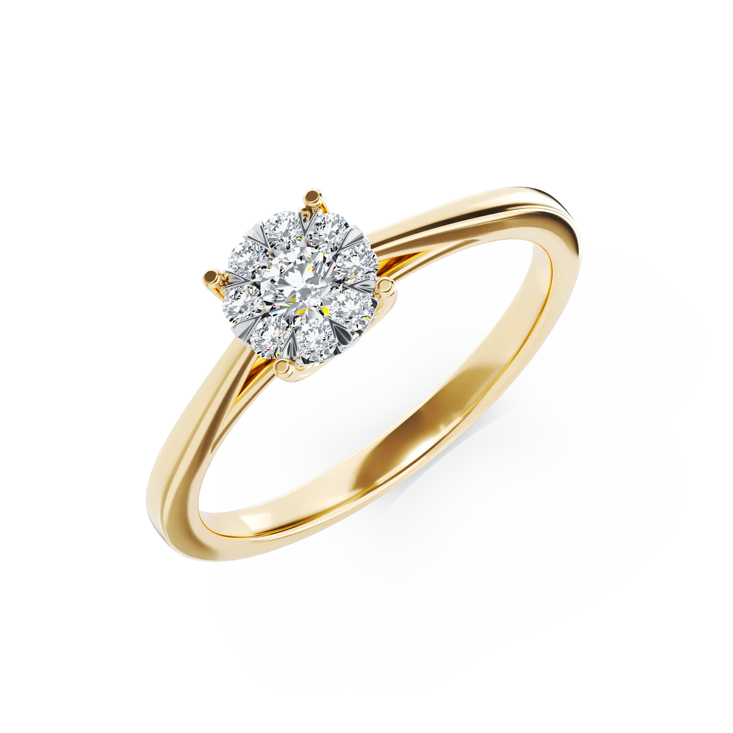 18K yellow gold engagement ring with diamonds of 0.2ct