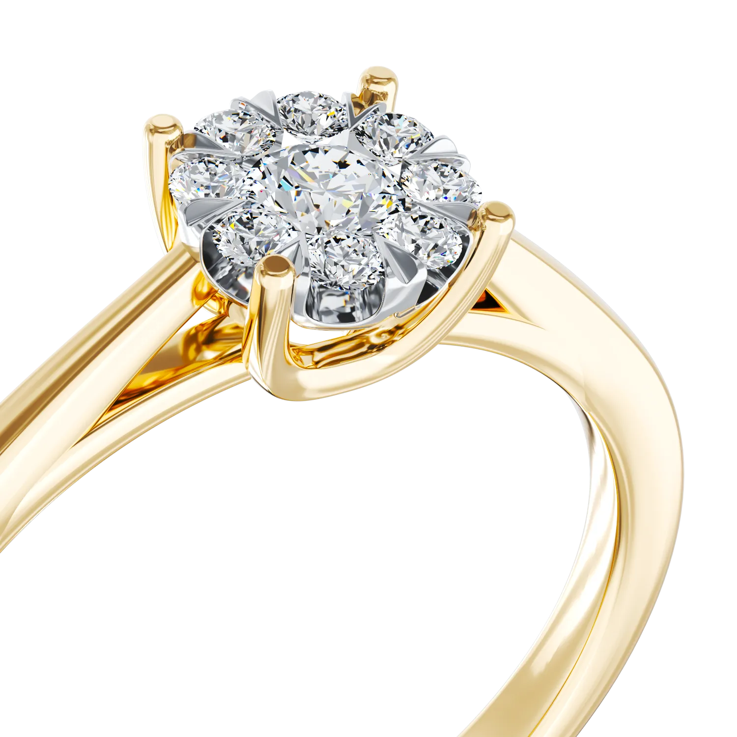 Inel de logodna din aur galben de 18K cu diamante de 0.2ct