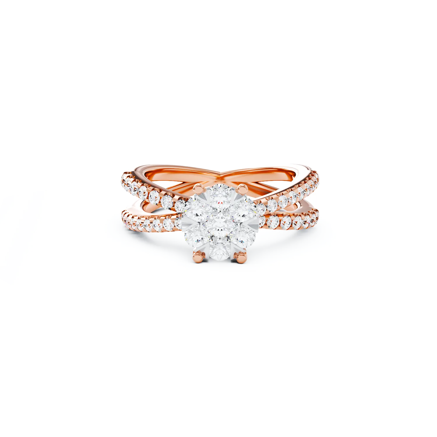 Годежен пръстен от розово злато 18K с диамант 0.6ct